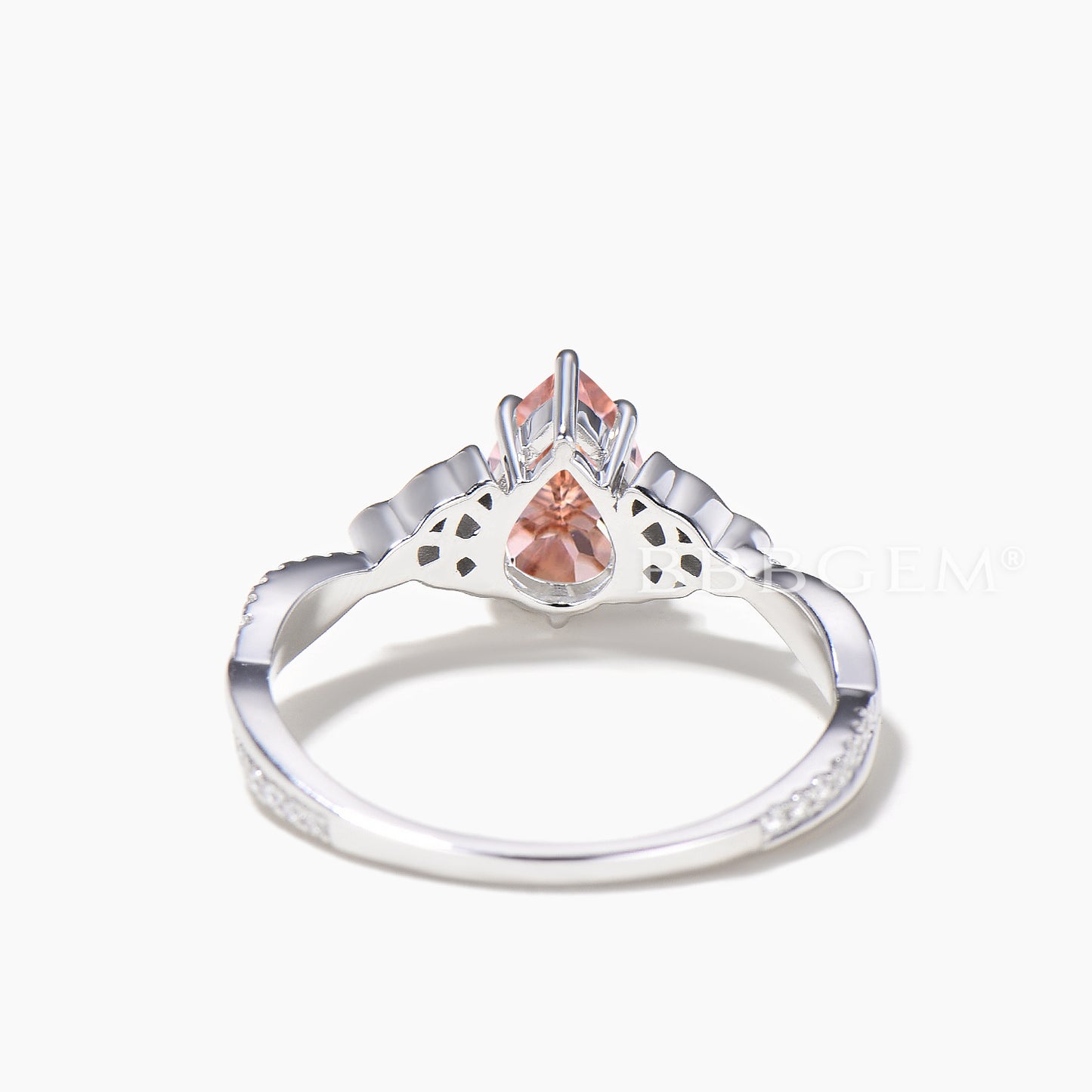 Teardrop Cut Natural Morganite Engagement Ring Diamond Celtic Knot Twisted Ring