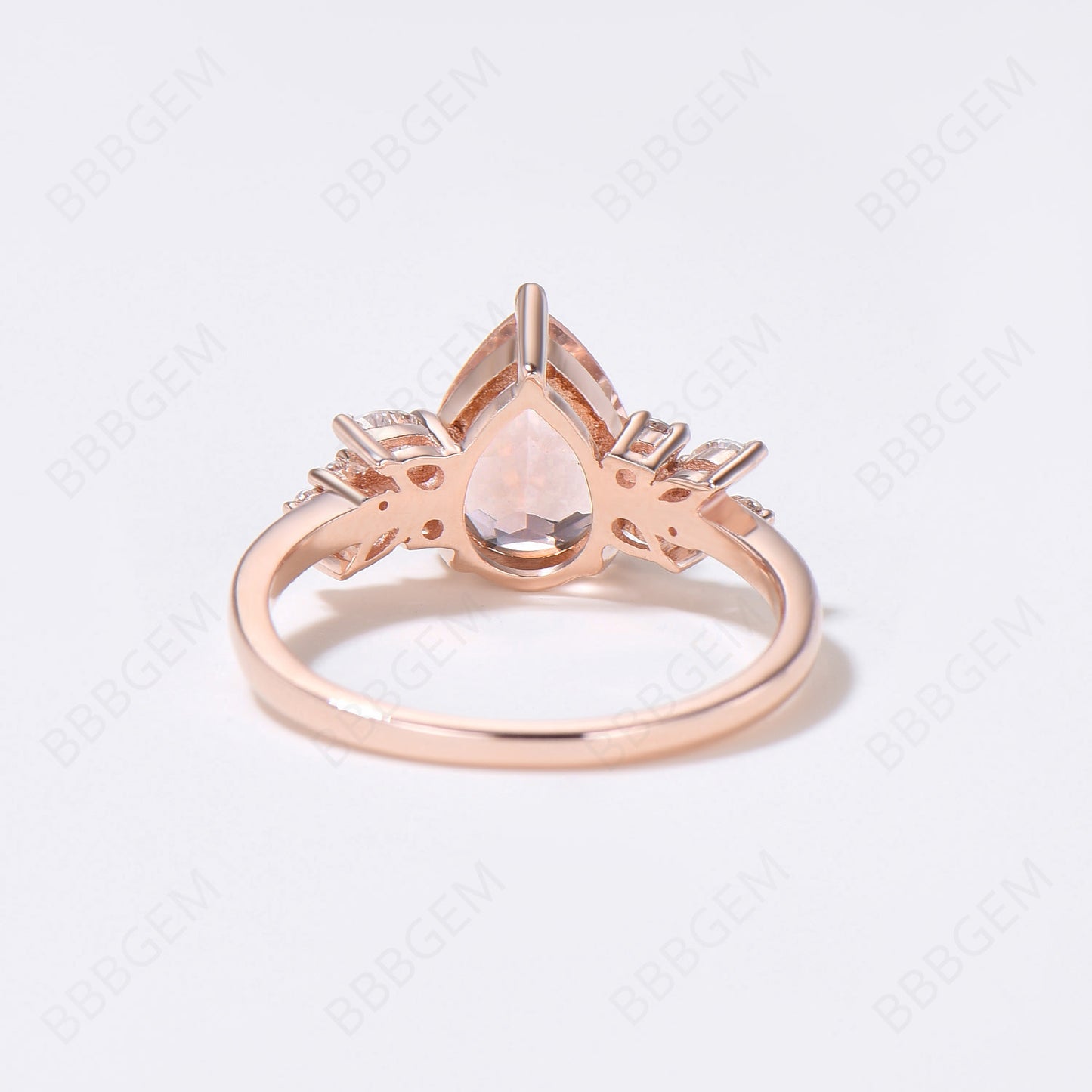 Vintage Teardrop Natural Morganite Engagement Ring Rose Gold Cluster Moissanite Wedding Ring Pear Shaped Peach Morganite Ring for Women