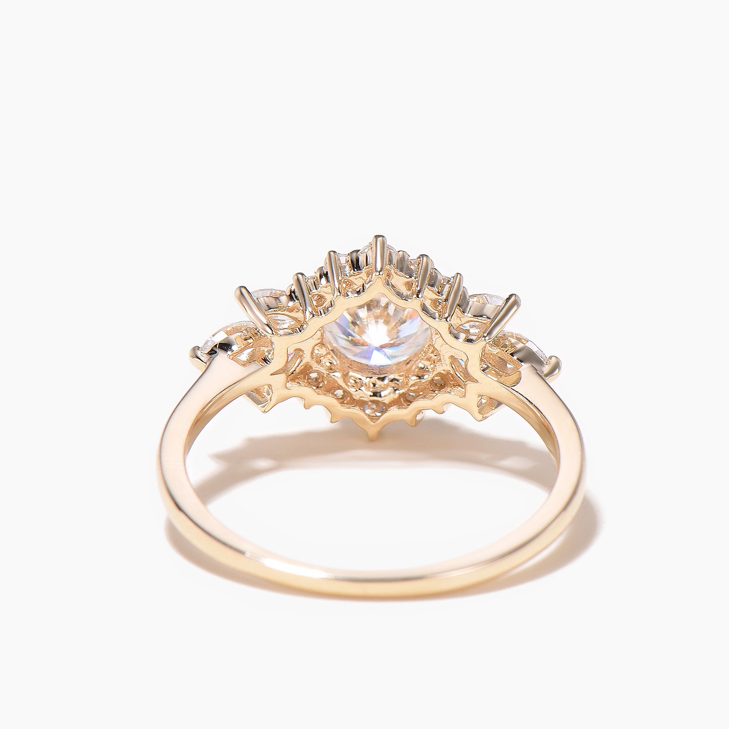 1ct Round Cut Moissanite Diamond Halo Cluster Engagement Ring Women