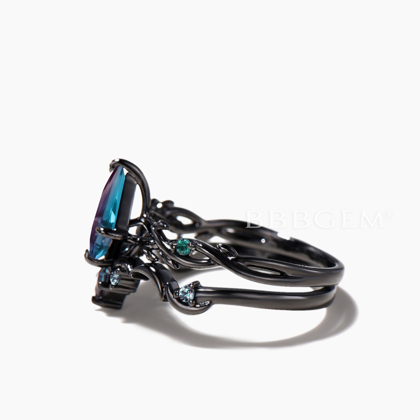 1CT Kite Cut Color-change Alexandrite Twisted Wedding Ring Celetial Bridal Set