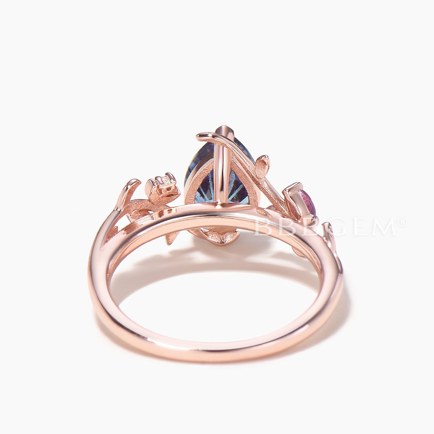 Pear Shaped Firework Cut Color-change Alexandrite Nature Inspired Ring