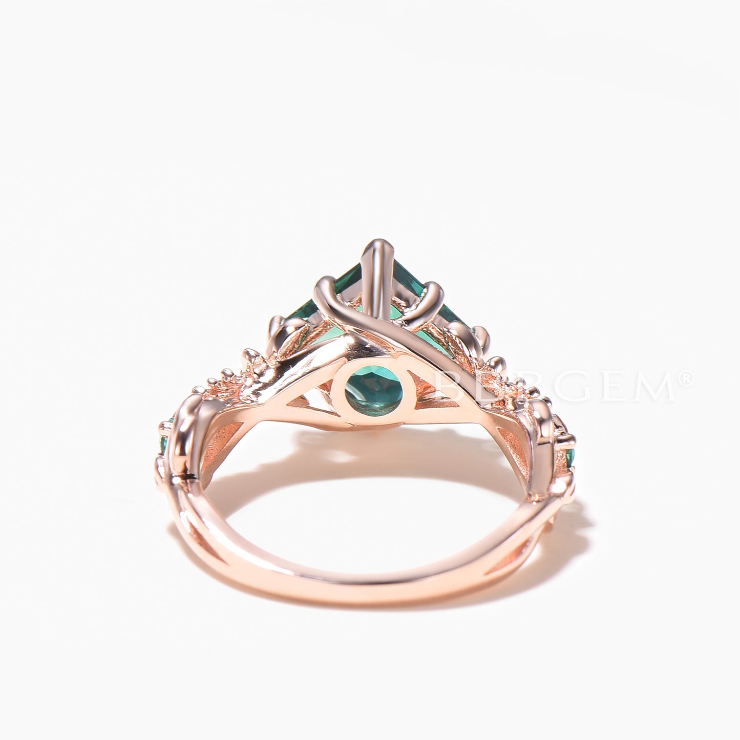 2CT Princess Cut Emerald Butterfly Wedding Ring Diamond Nature Inspired Ring