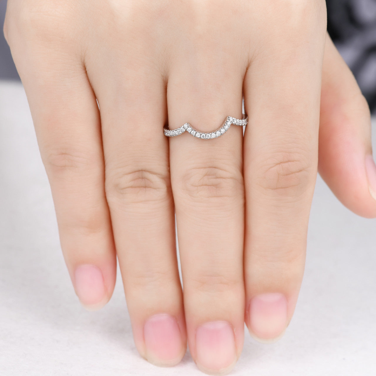 14 Carat Round Cut Lab Grown Diamond Wedding Band Ring for Women In 14K White Gold Over Sterling Silver (4)