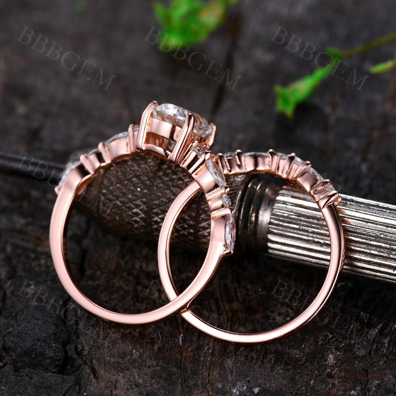 Moissanite Bridal Sets-BBBGEM Moissanite Engagement Rings