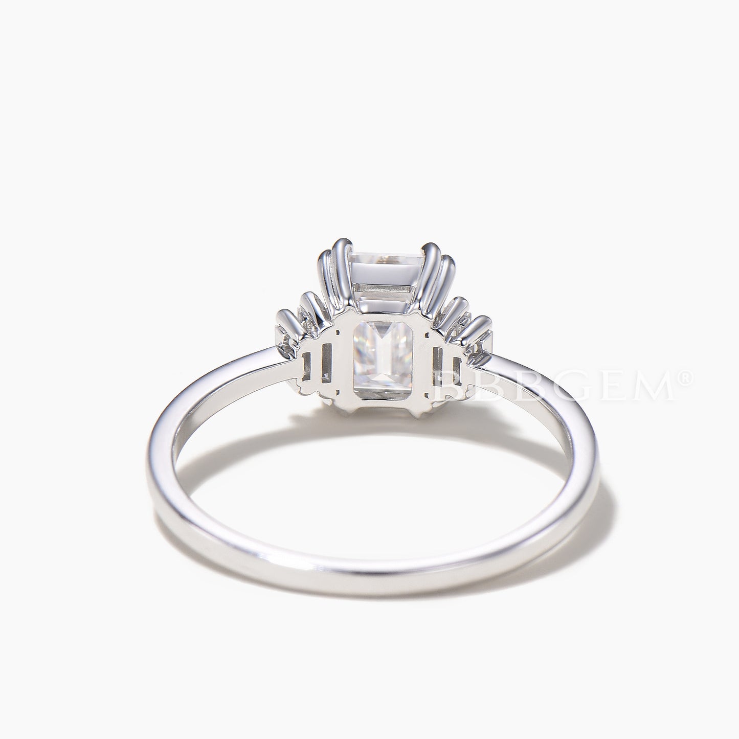 3CT Emerald Cut Moissanite Engagement Ring Baguette Moissanite Cluster Ring