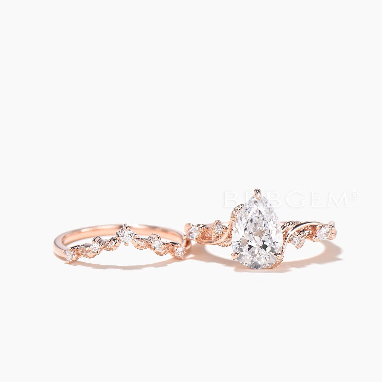 2CT Pear Cut Lab-grown Diamond IGI Certificate Wedding Ring Diamond Bridal Set