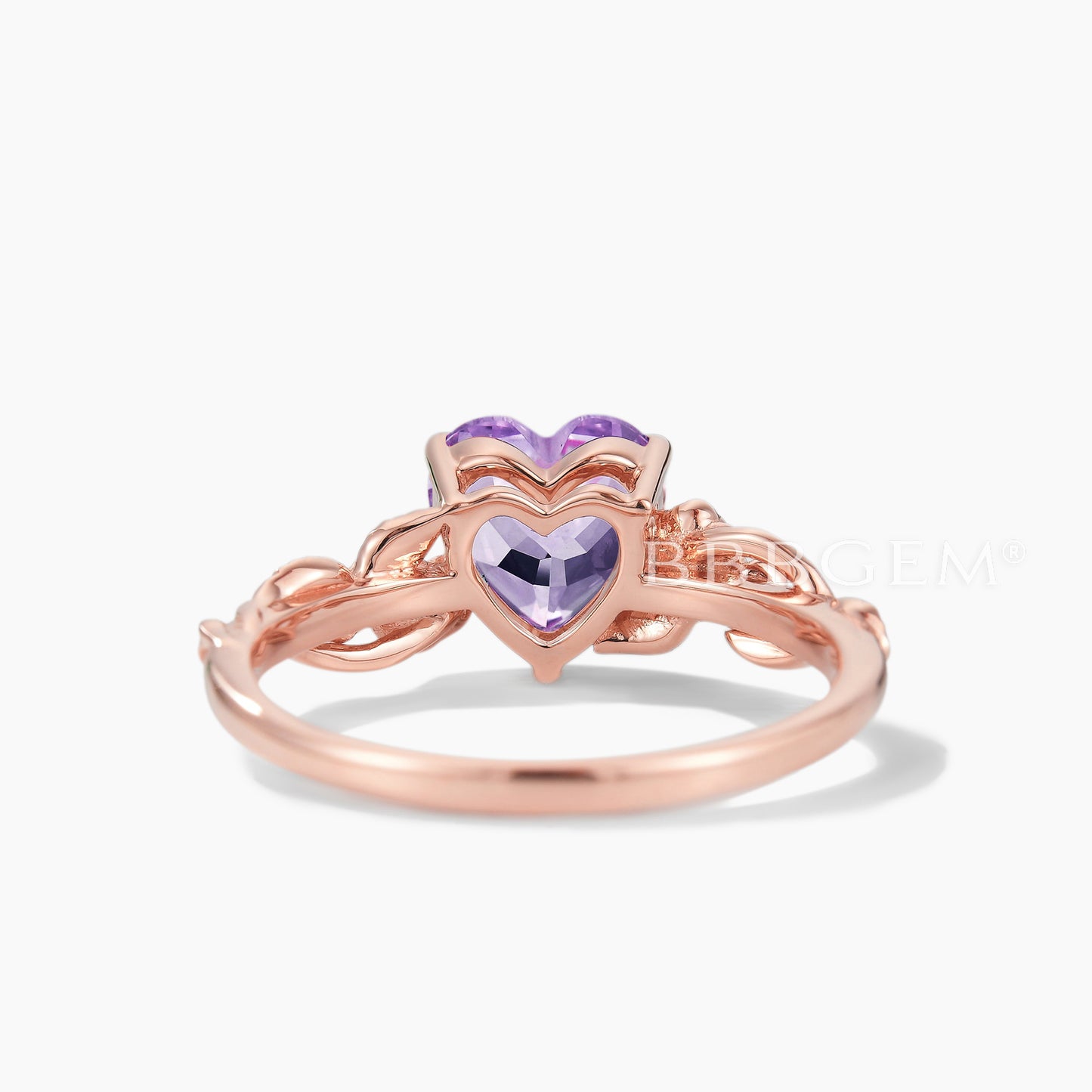 Heart Cut Lavender Amethyst Twisted Vine Flower Engagement Ring