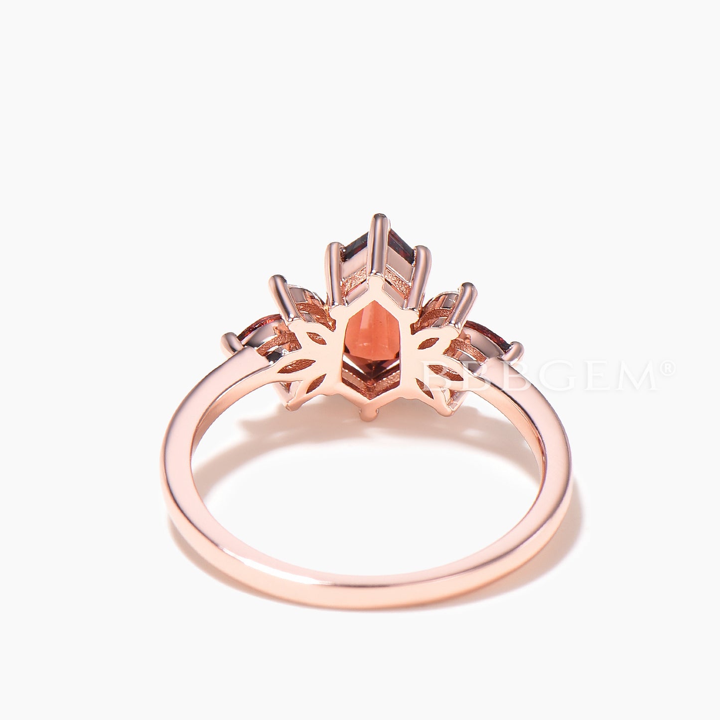 Shield Cut Natural Garnet Engagement Ring Marquise Diamond Cluster Ring