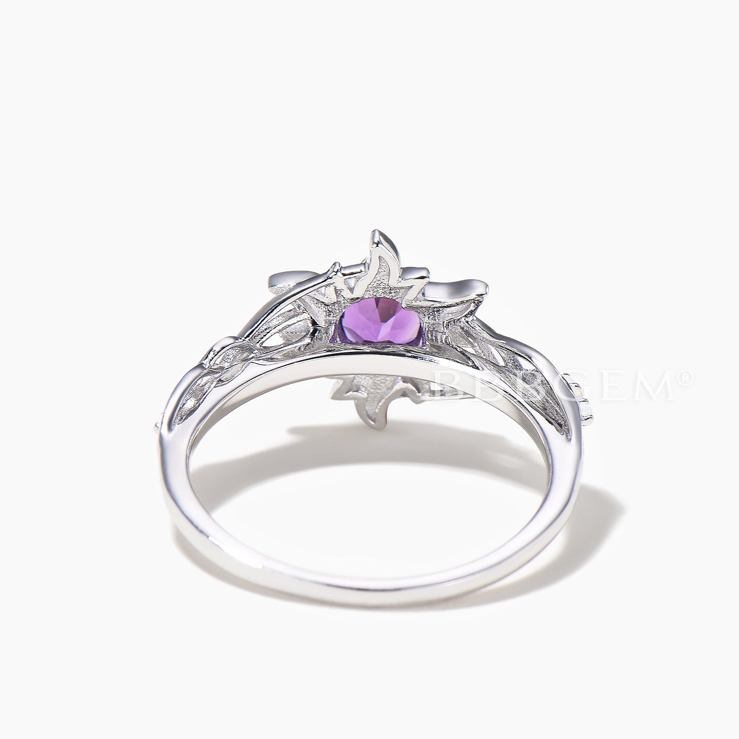 Rapunzel Inspired Round Cut Natural Amethyst Sun Engagement Ring