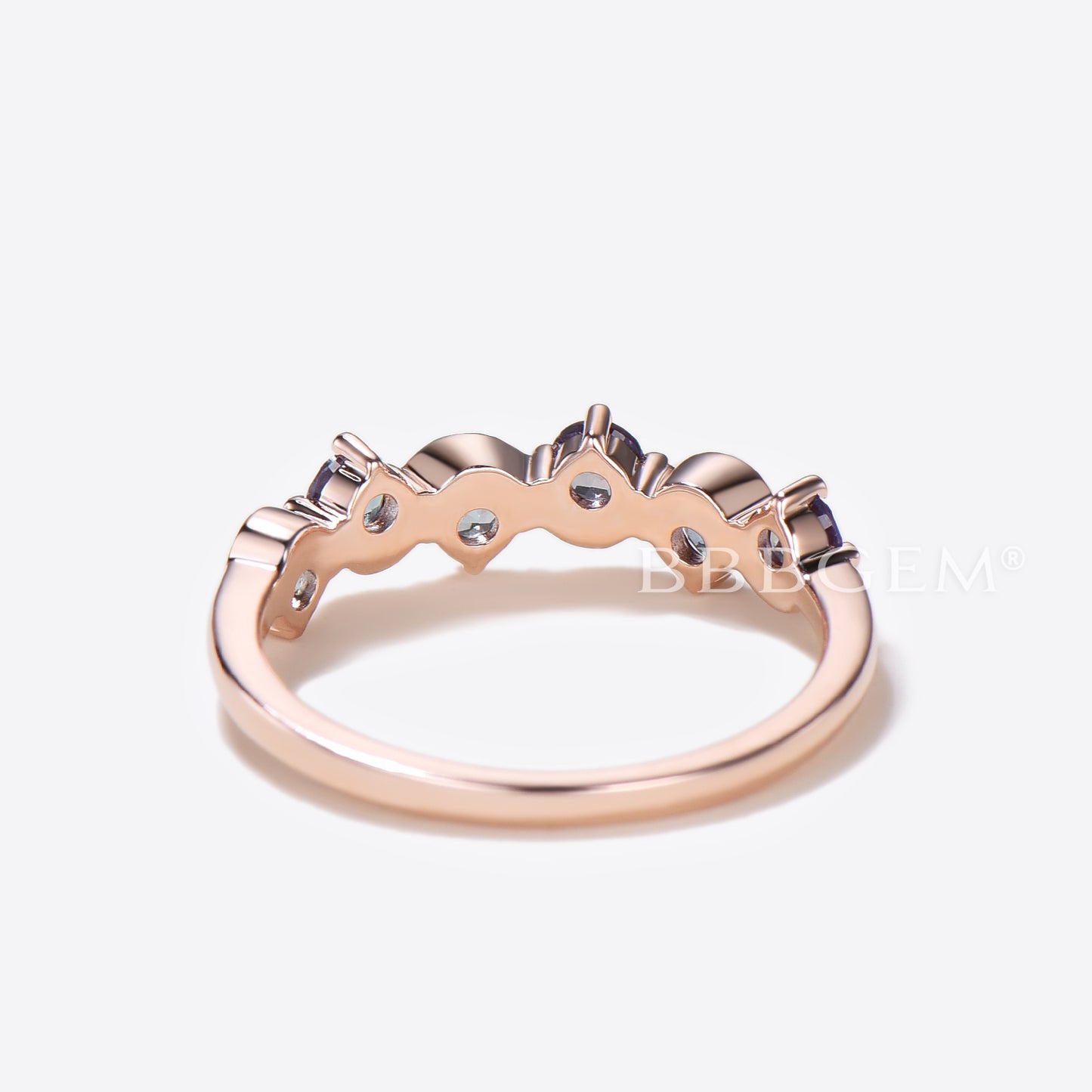 3mm Round Cut Color-change Alexandrite Half Eternity Dainty Band