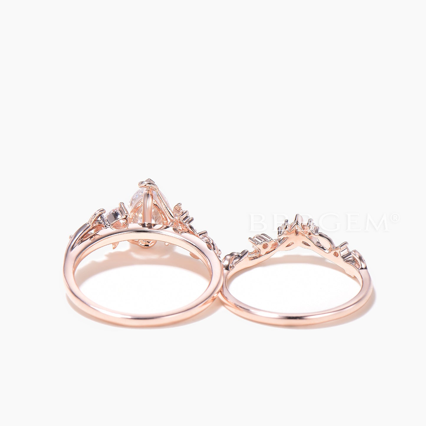 Teardrop Cut Moissanite Celtic Knot Bridal Set Moissanite Leaf Engagement Ring