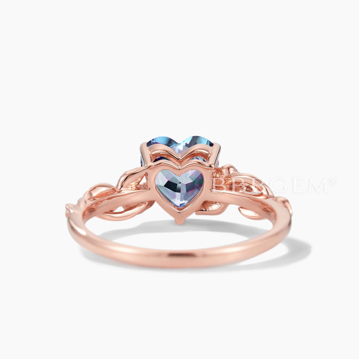 Heart Cut Color-change Alexandrite Diamond Flower Leaf Ring