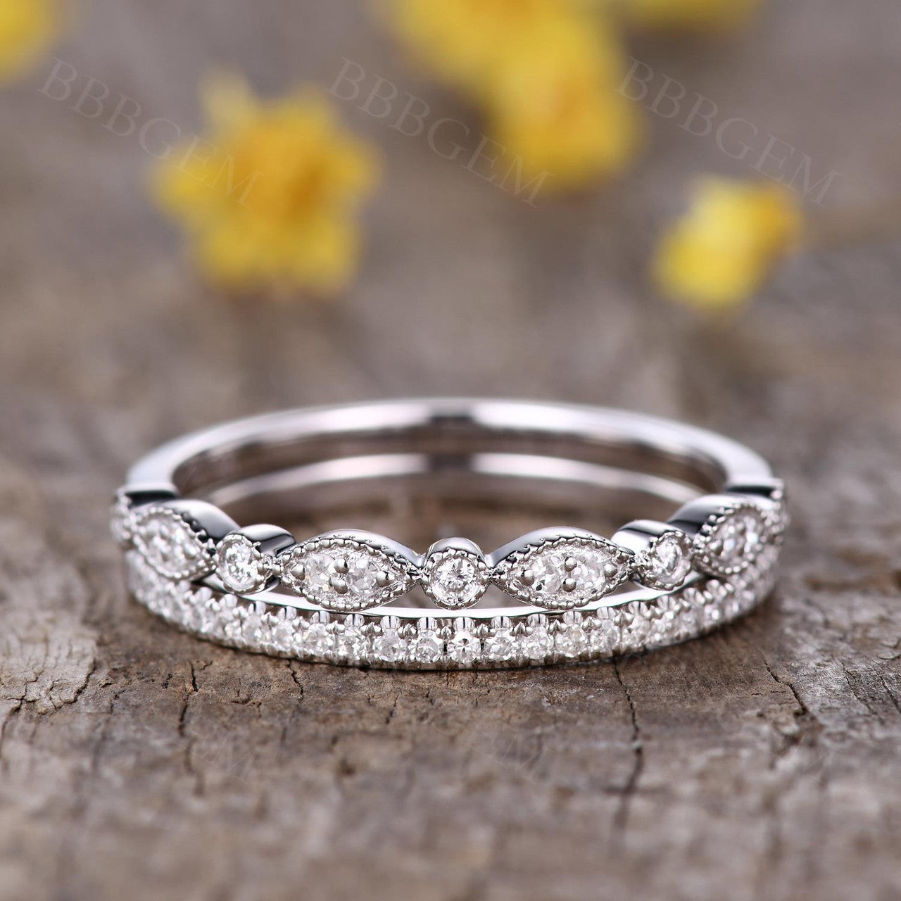 Diamond Wedding Rings Set White Gold 02