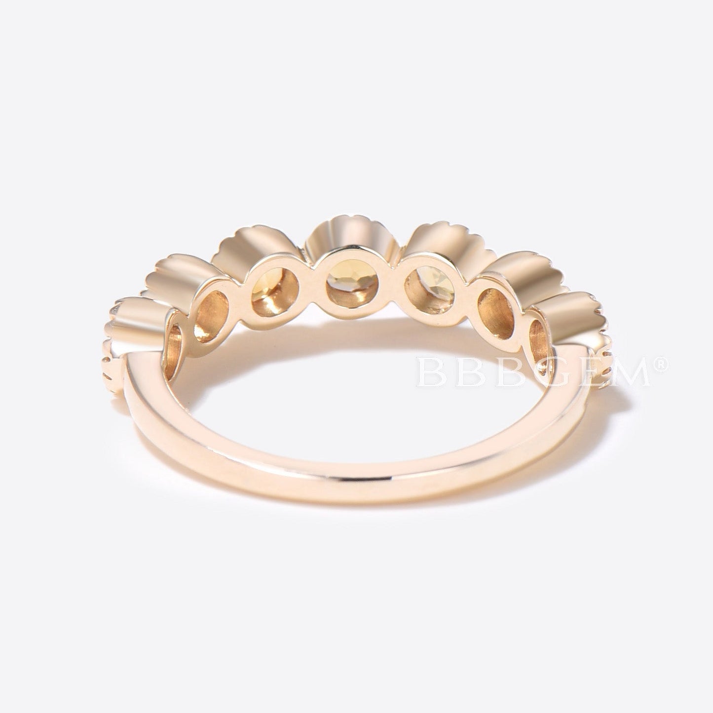3mm Round Citrine Wedding Band 7-Stone Anniversary Bridal Mother Ring 14K Yellow Gold Milgrain Women November Birthstone Ring