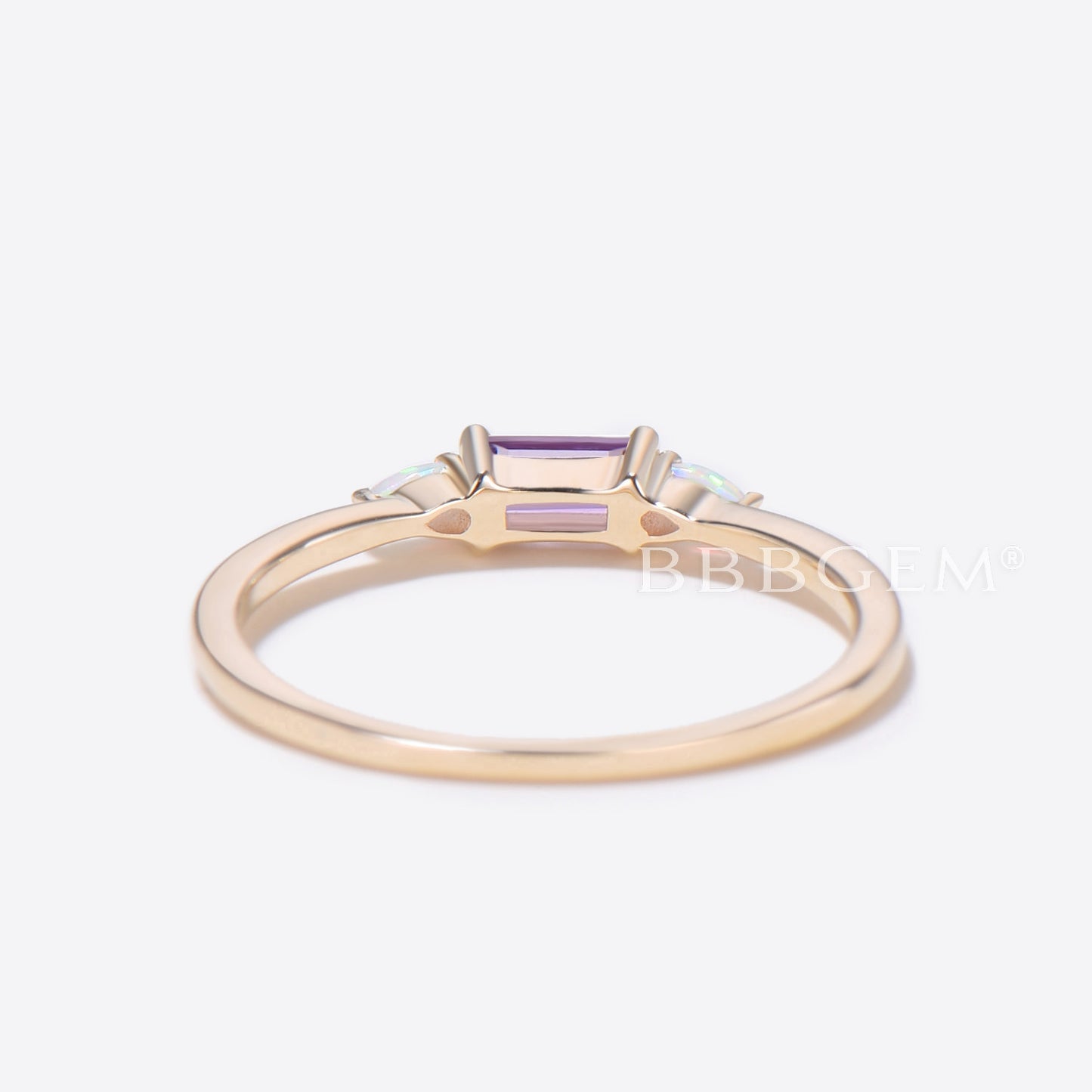 Baguette Cut Amethyst Wedding Band Three Stone Everyday Band for Family/Mom/Best Friend