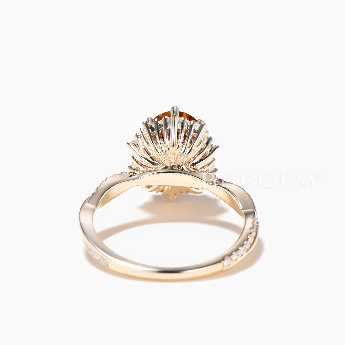Twisted Ring 1.5CT Oval Cut Natural Citrine Diamond Halo Engagement Ring