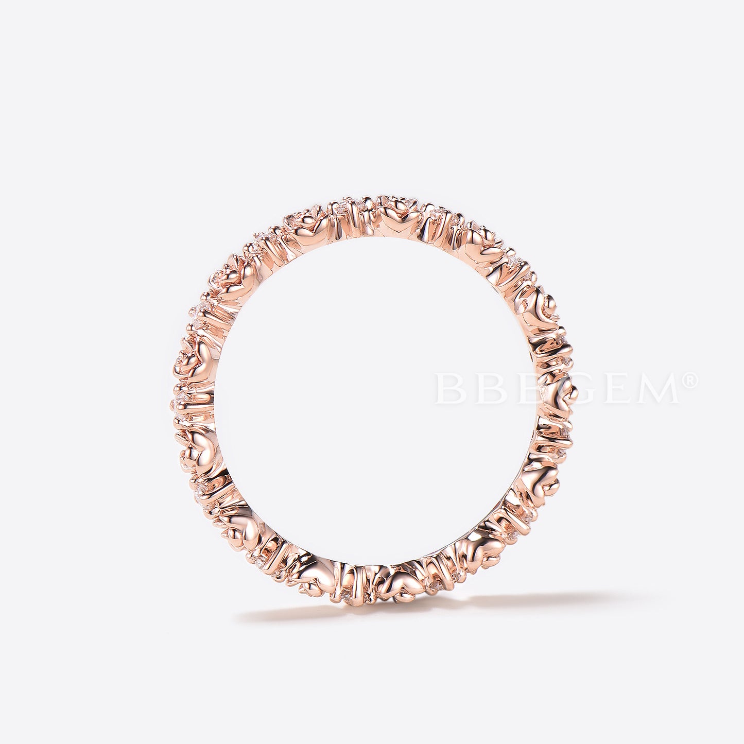 Round Diamond Flower Nature Inspired Wedding Band Full Eternity Ring