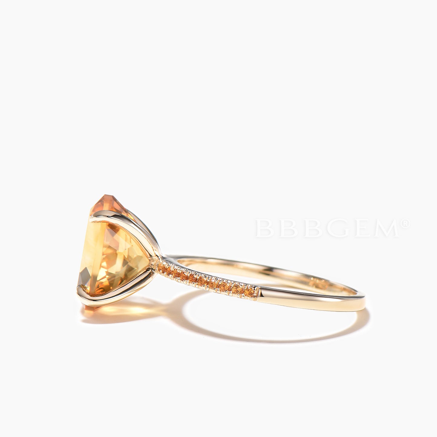 Oval Cut Natural Citrine Engagement Ring Citrine Half Eternity Wedding Ring