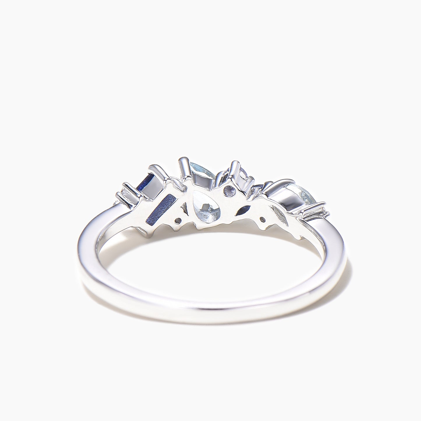 Teardrop Cut Aquamarine Wedding Ring Mixed Cut Sapphire Tanzanite Cluster Ring