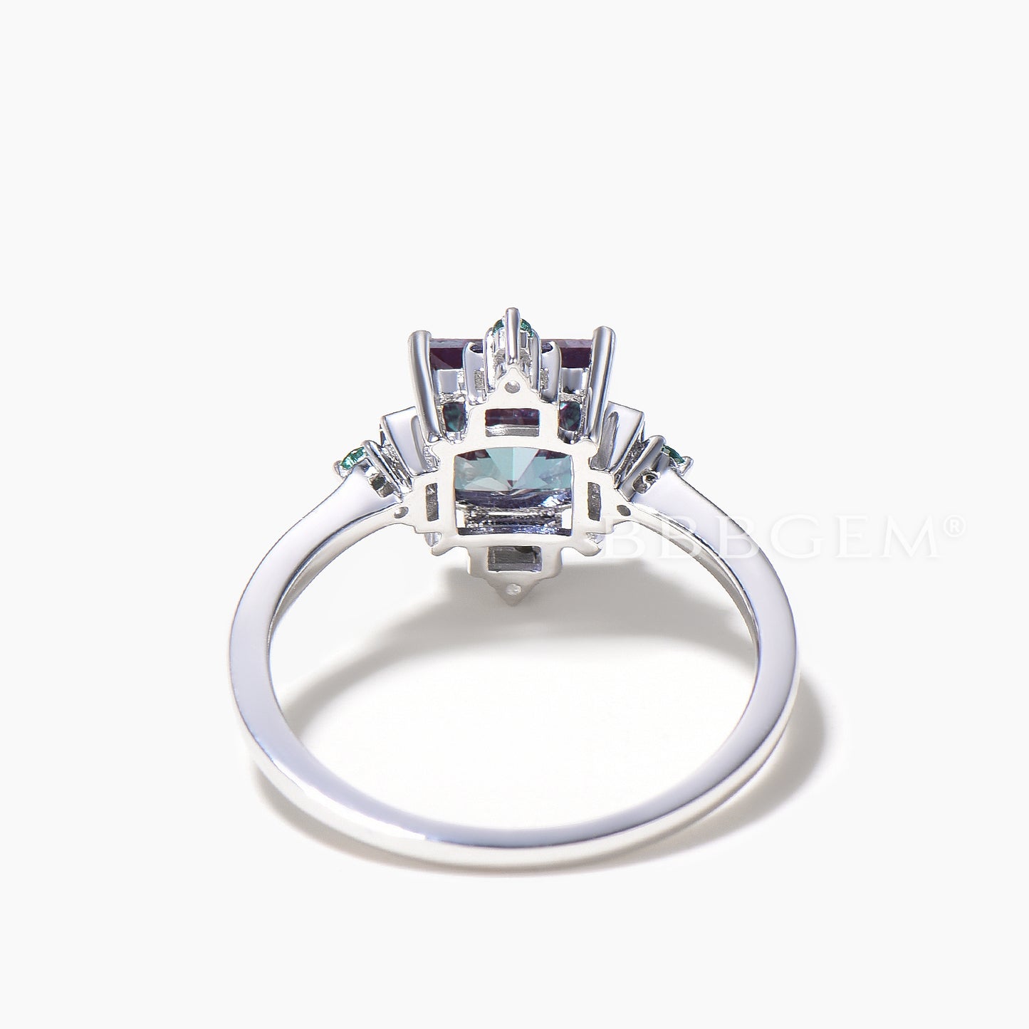 Princess Color-change Alexandrite Baguette Alexandrite Cluster Wedding Ring