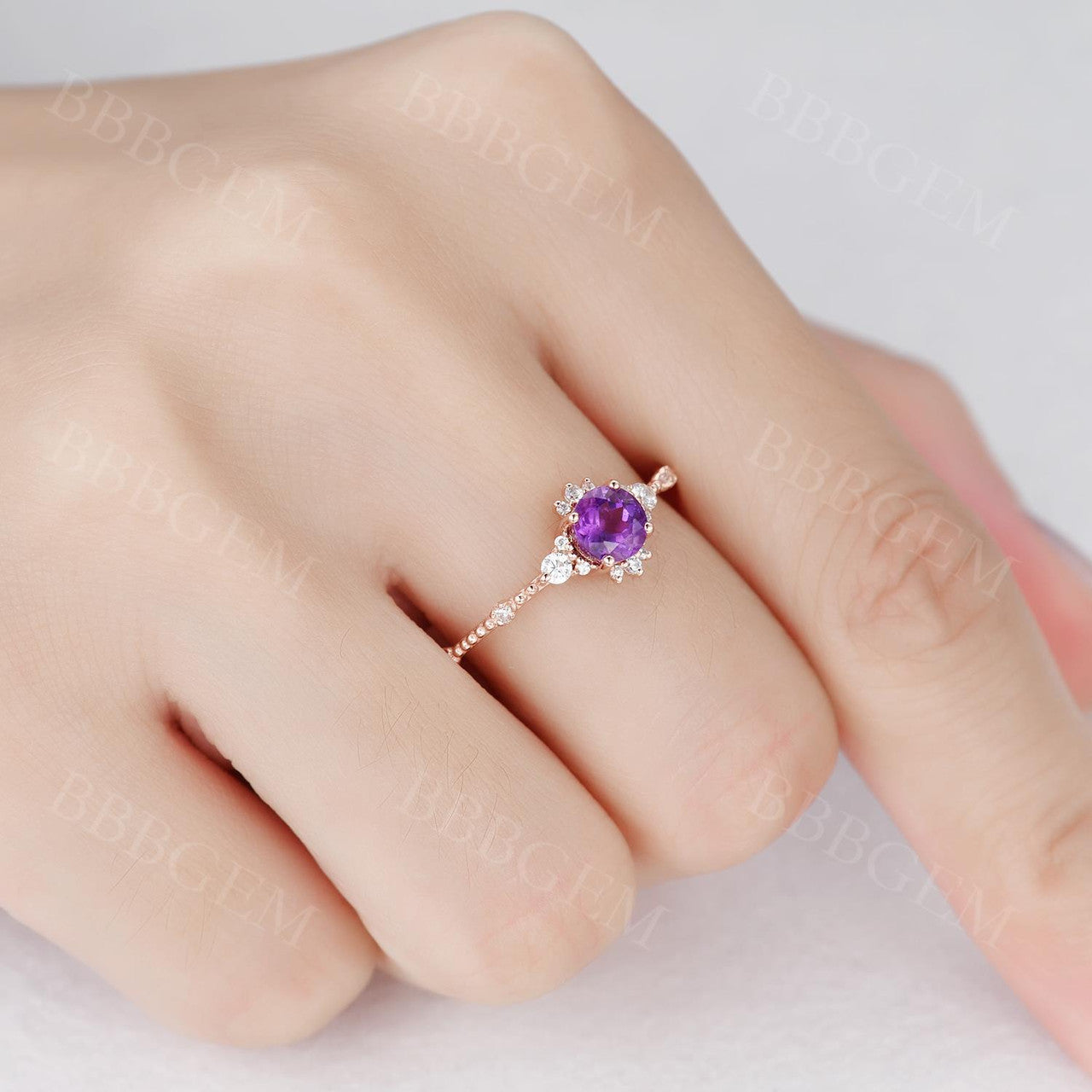 Amethyst Engagement Ring-BBBGEM Amethyst Rings