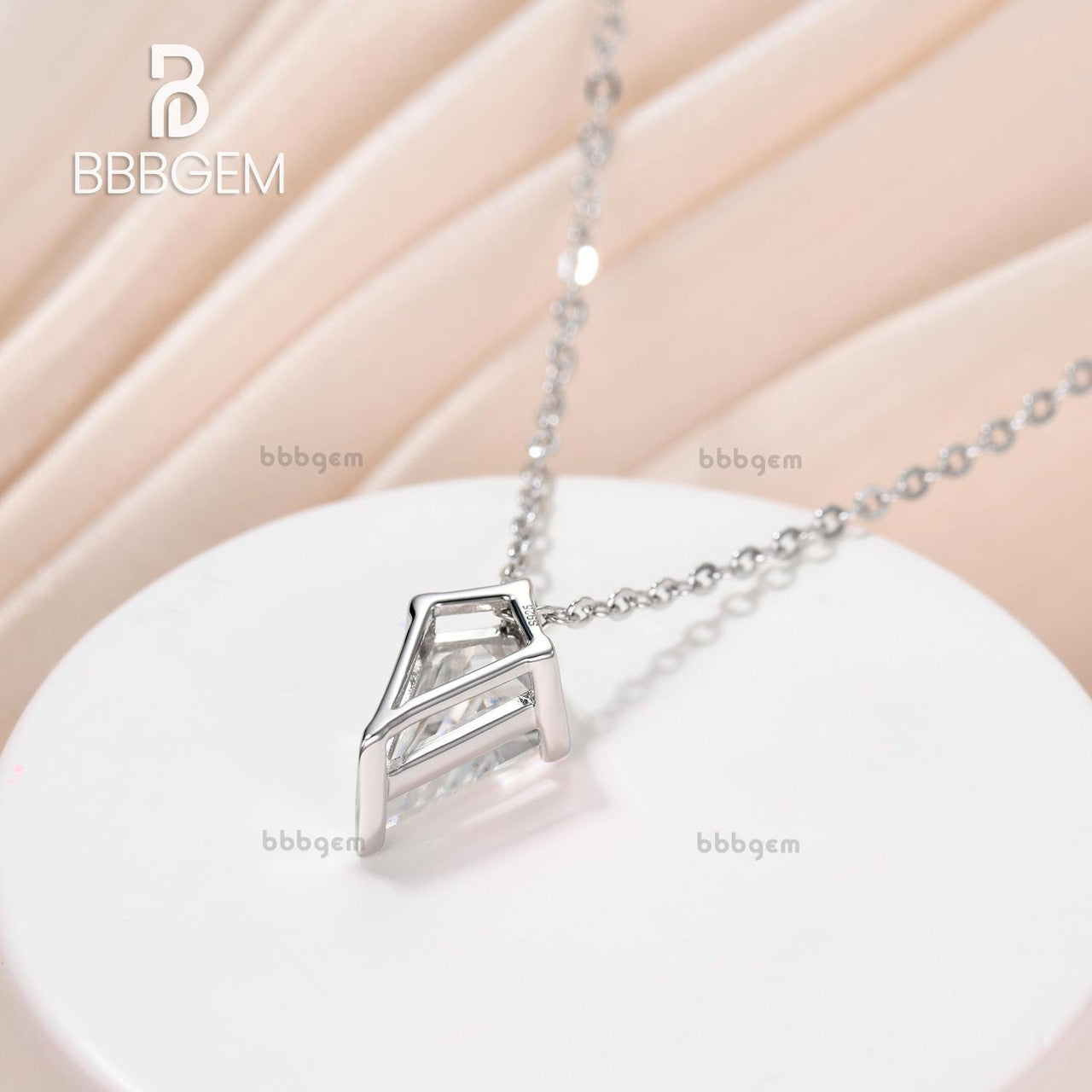 3ct kite shape moissanite necklace- unique bridal Bridesmaid Pendant with Necklace