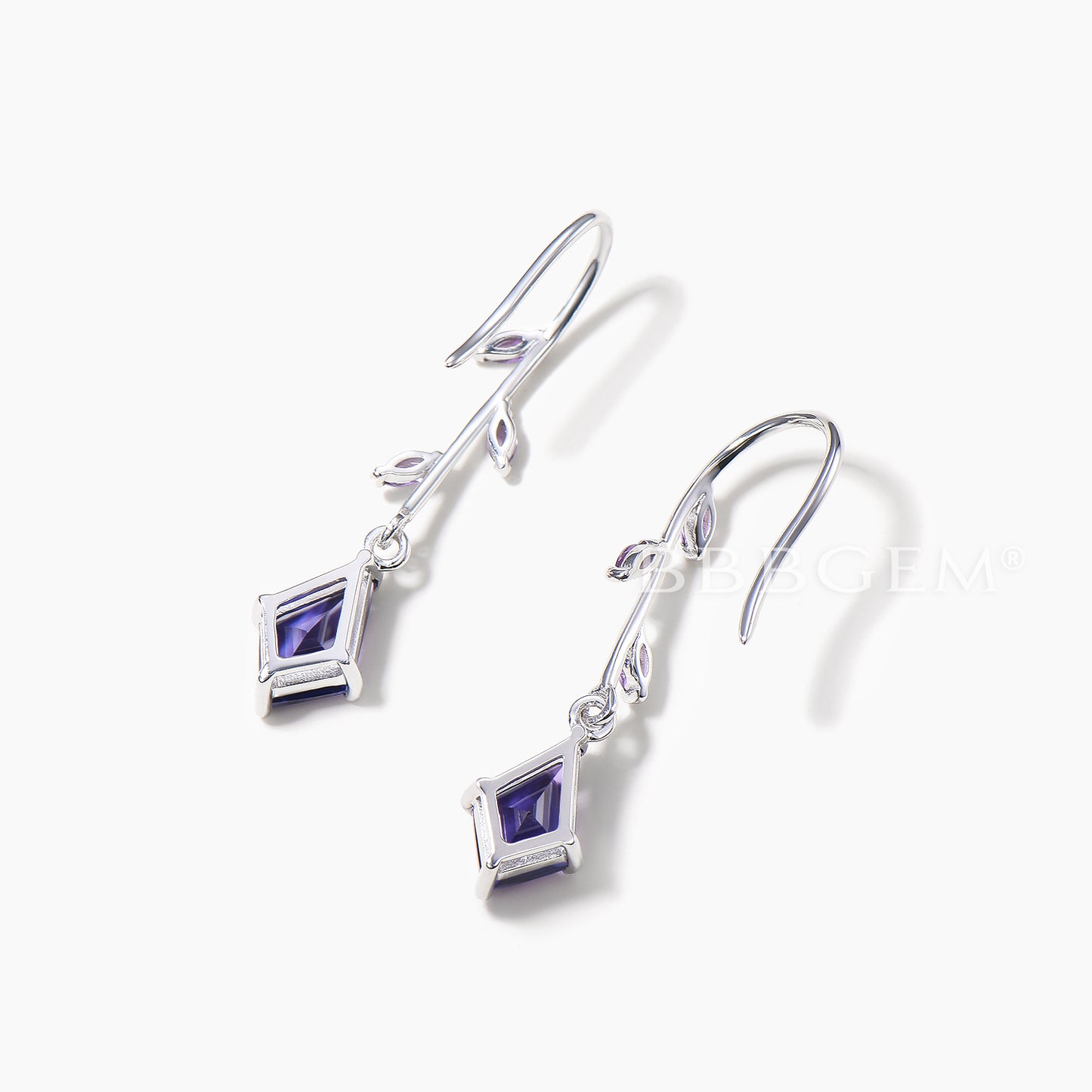 1CT Kite Cut Purple Sapphire Drop Earrings Marquise Amethyst Wedding Earrings