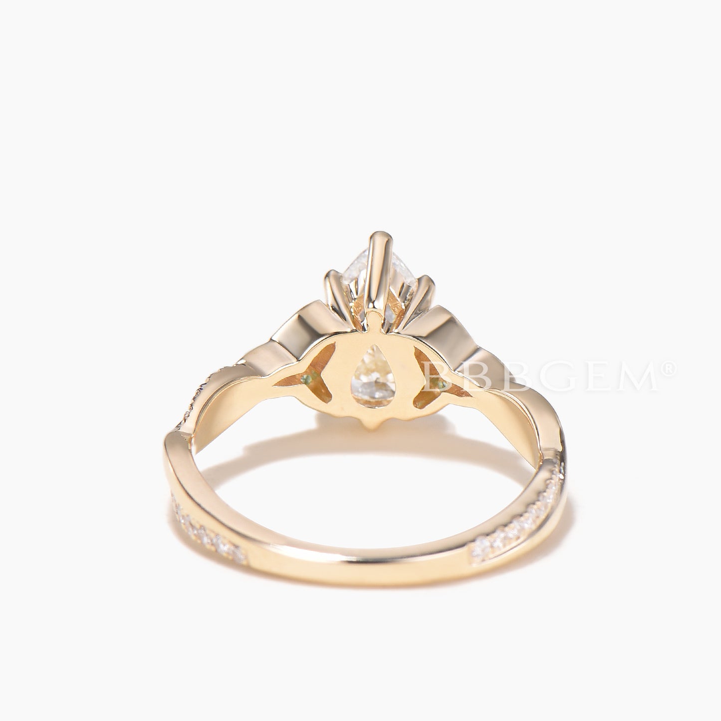 Pear Cut IGI Certificate Lab Diamond Celtic Knot Ring Multi-gems Twisted Ring