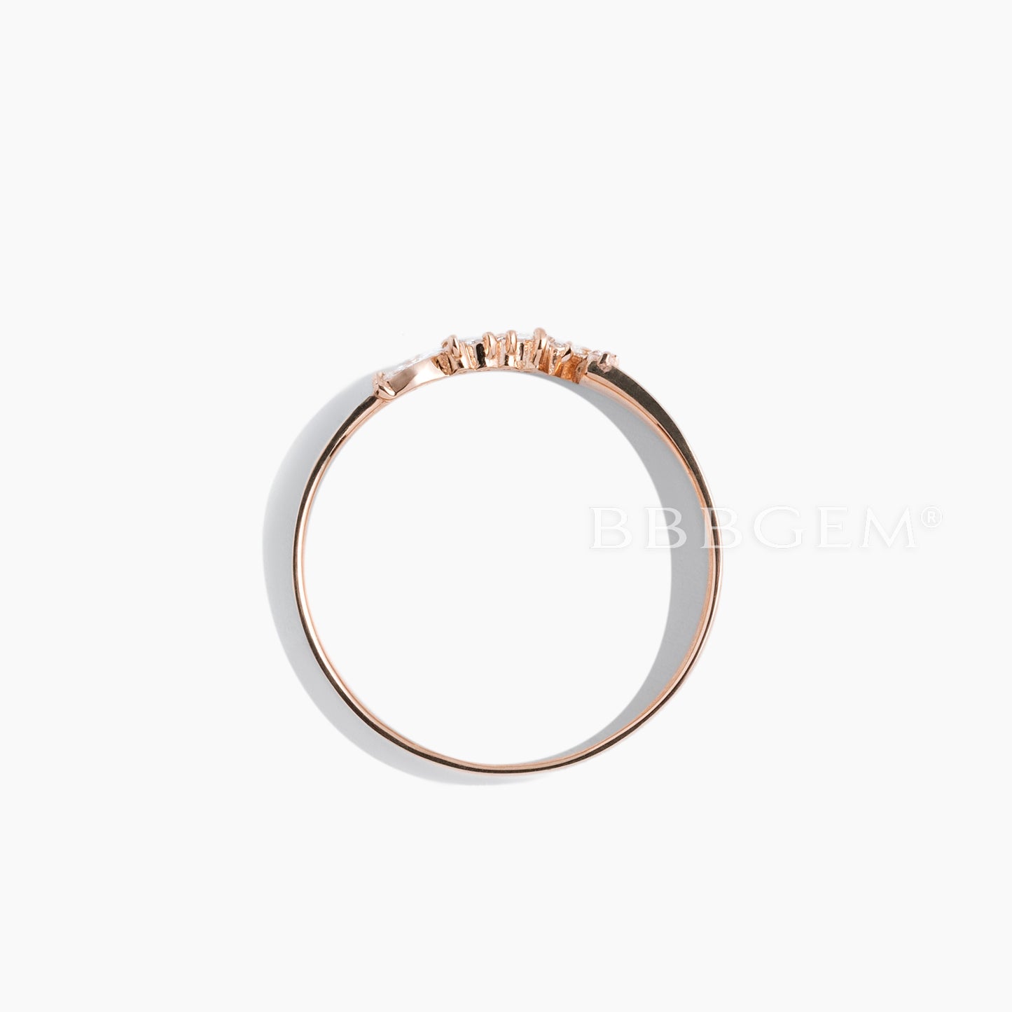 6mm Real Diamond Gap Band with Pave Cluster Wedding Band for Women