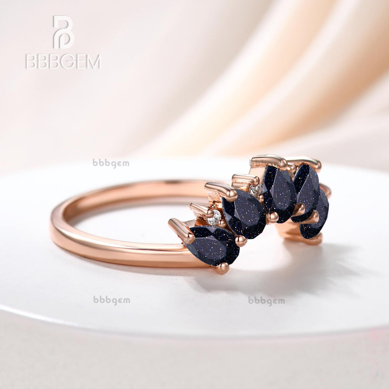 5 stone anniversary band -5 stone blue sandstone and diamond band