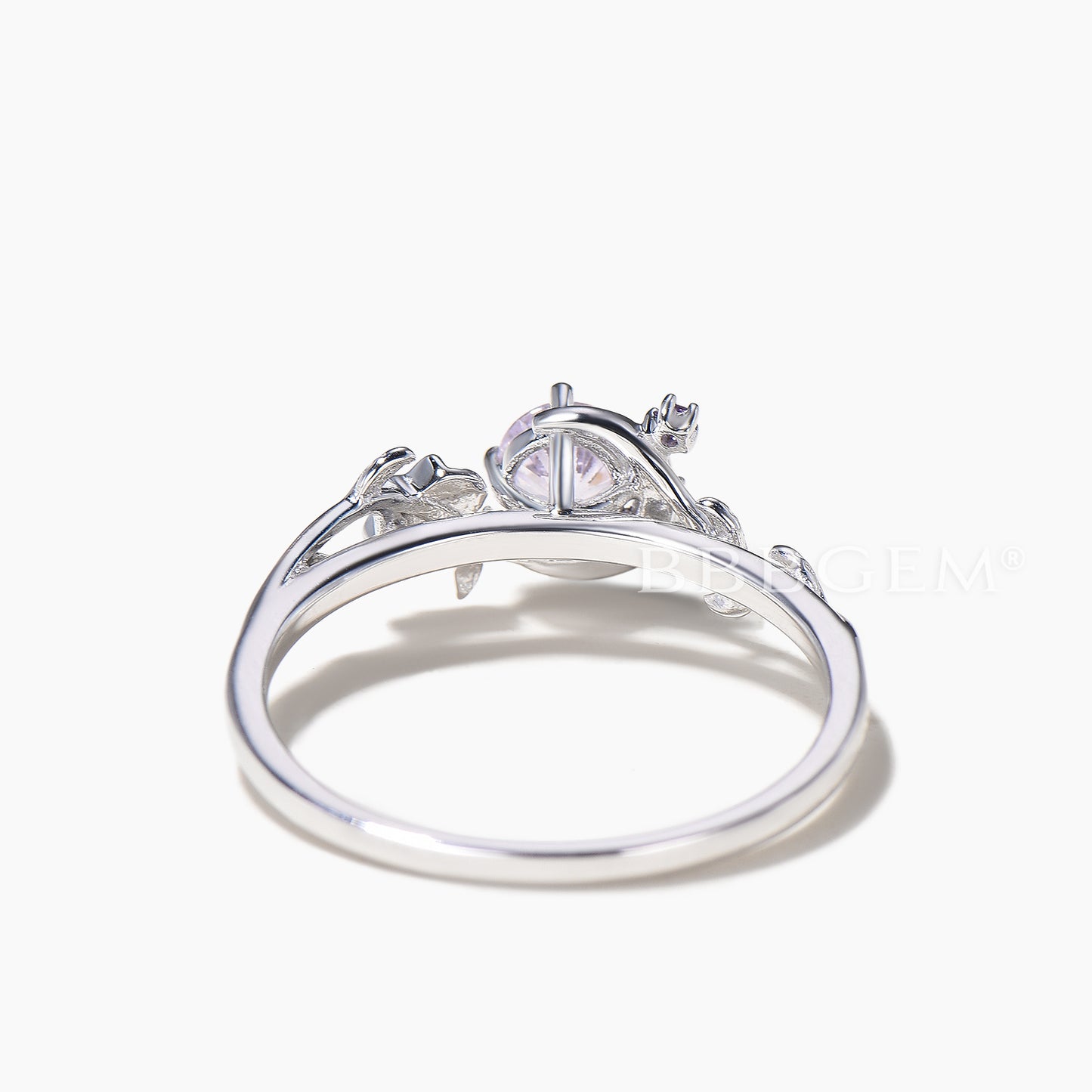 Round Cut Lavender Sapphire Moon Celestial Amethyst Inspired Engagement Ring