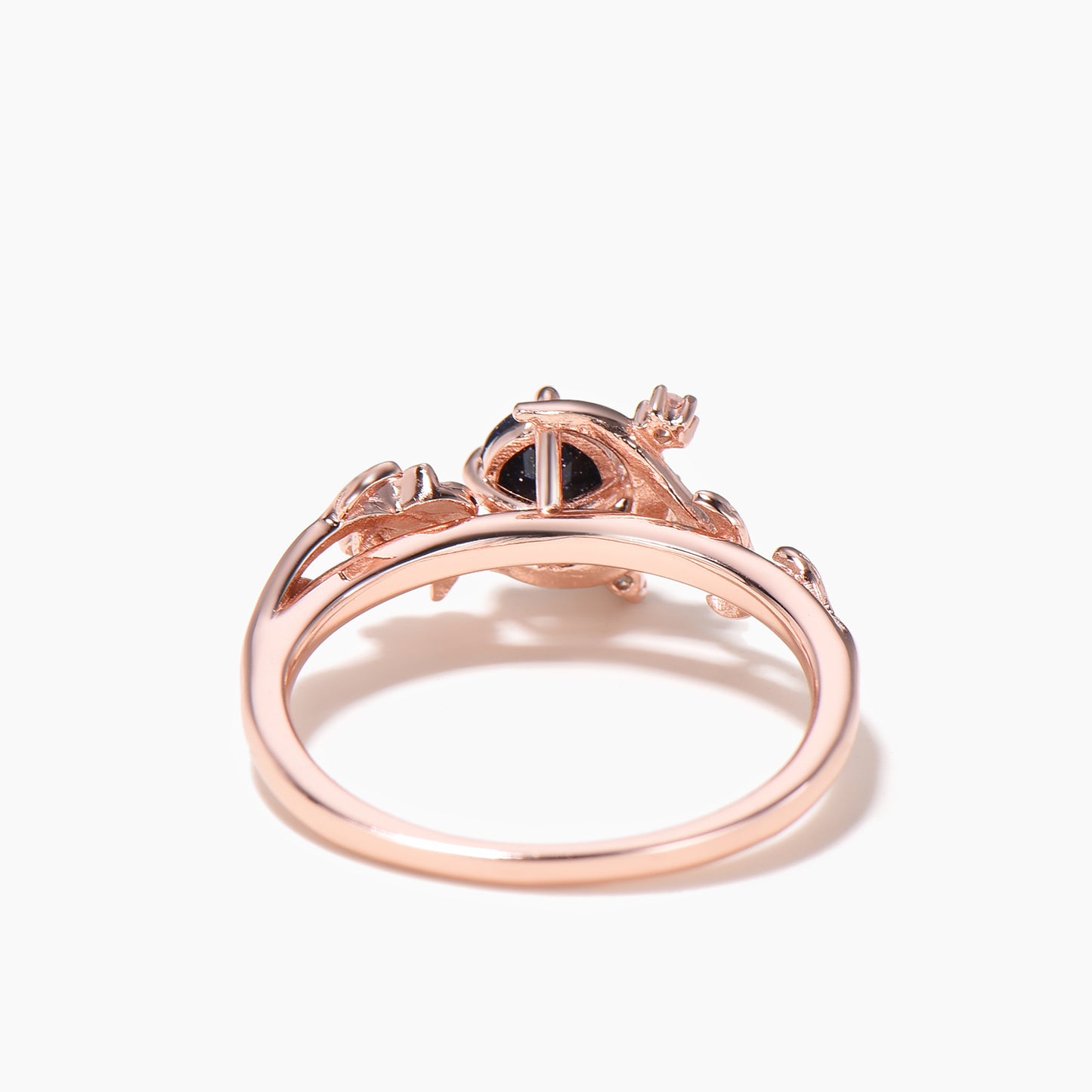 Round Blue Sandstone Moon Wedding Ring Moonstone Diamond Nature Inspired Ring