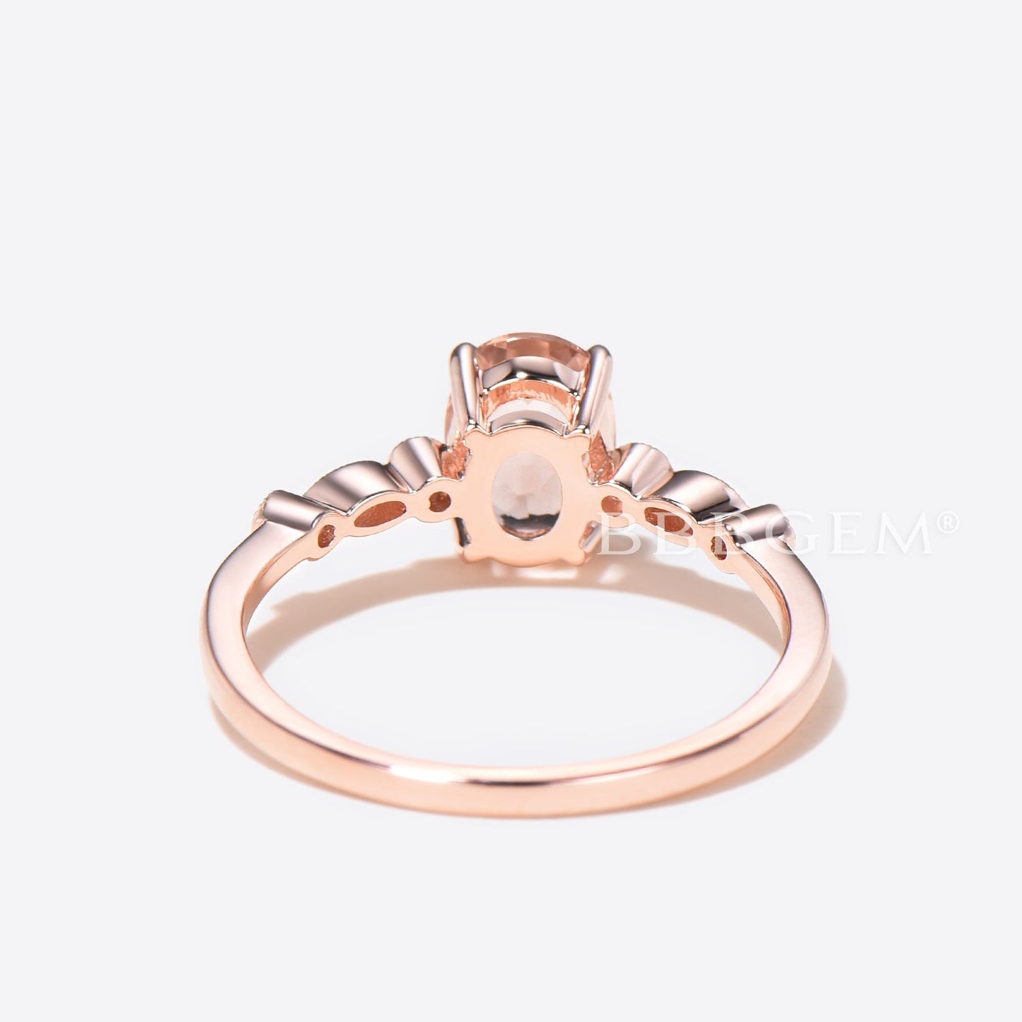 Natural Genuine Oval Cut Pink Morganite Milgrain Engagement Ring