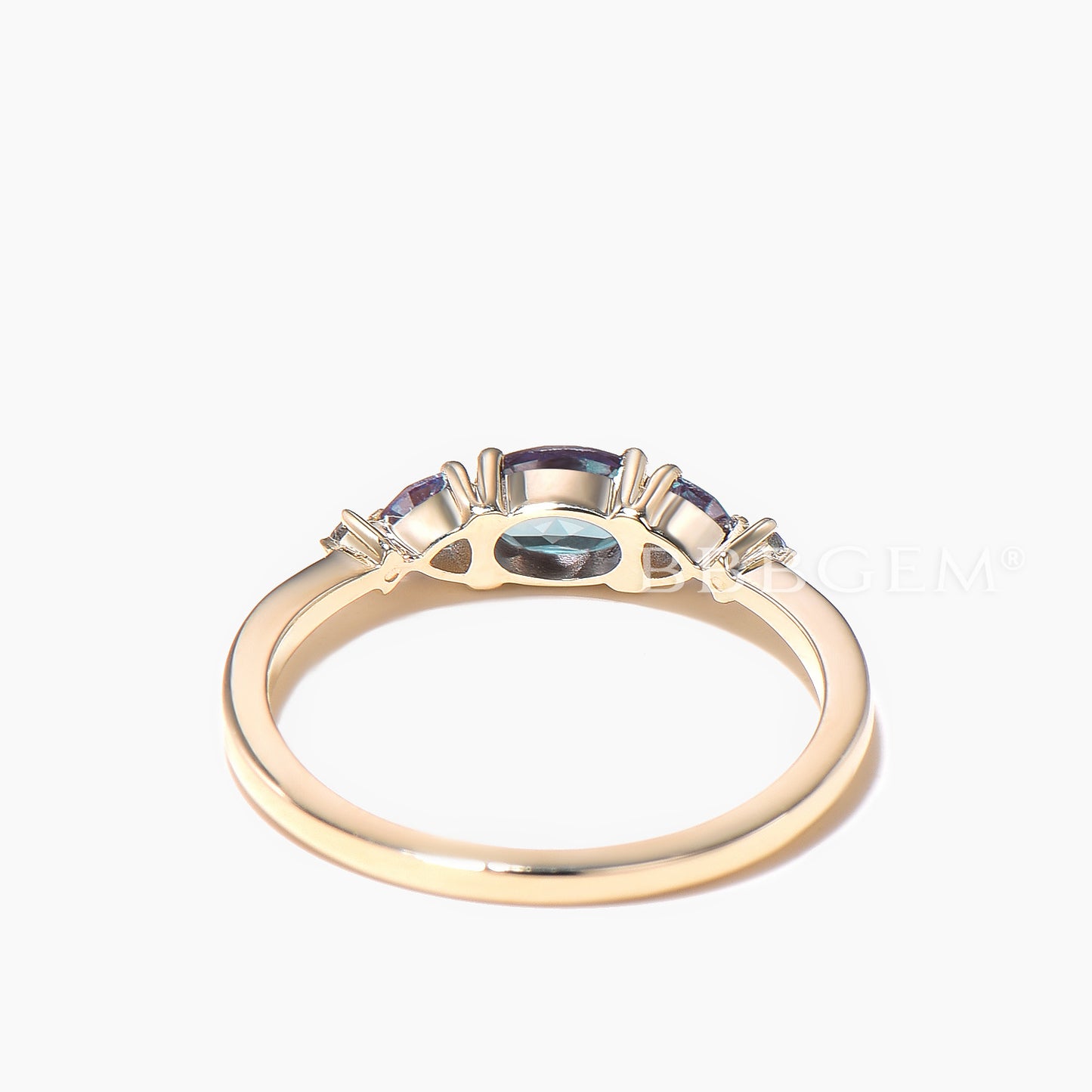 Alexandrite 5 Stone Ring Oval Cut Color-change Alexandrite Engagement Ring
