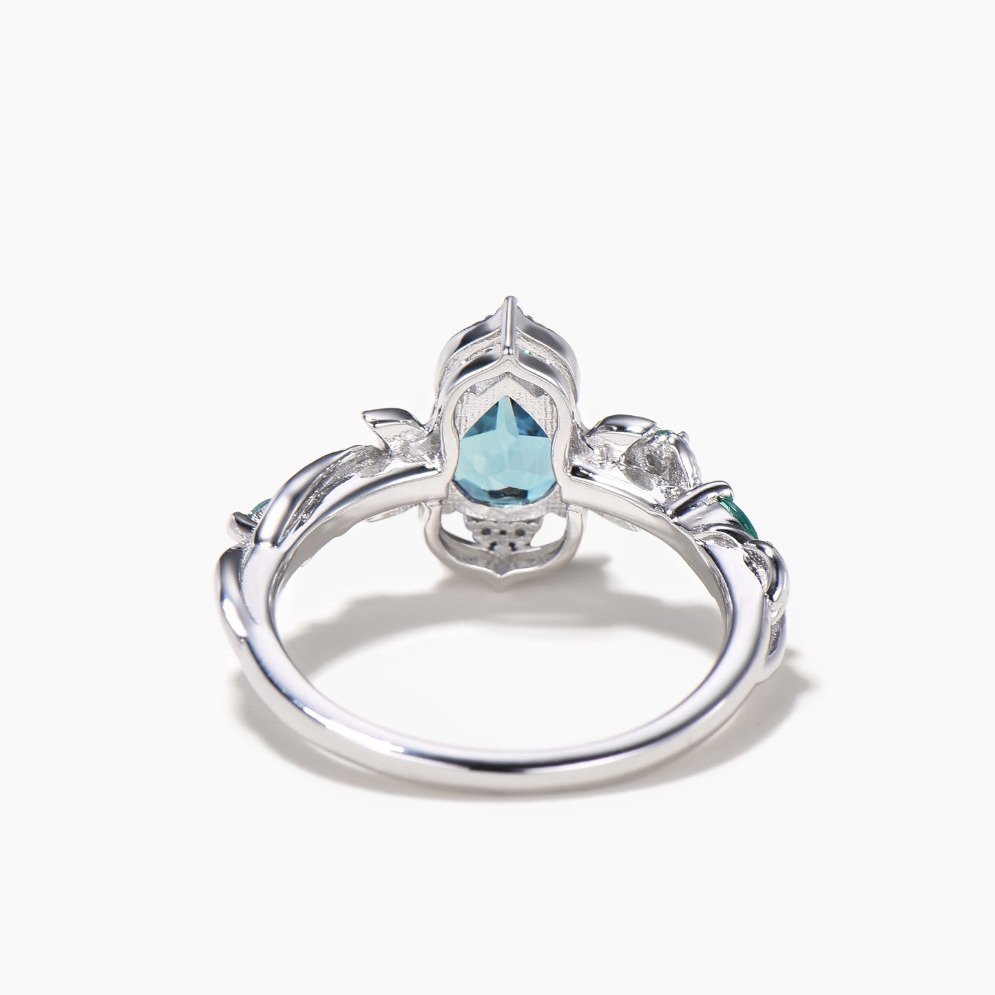 Pear Cut Color-change Alexandrite Engagement Ring Diamond Moon Twisted Ring