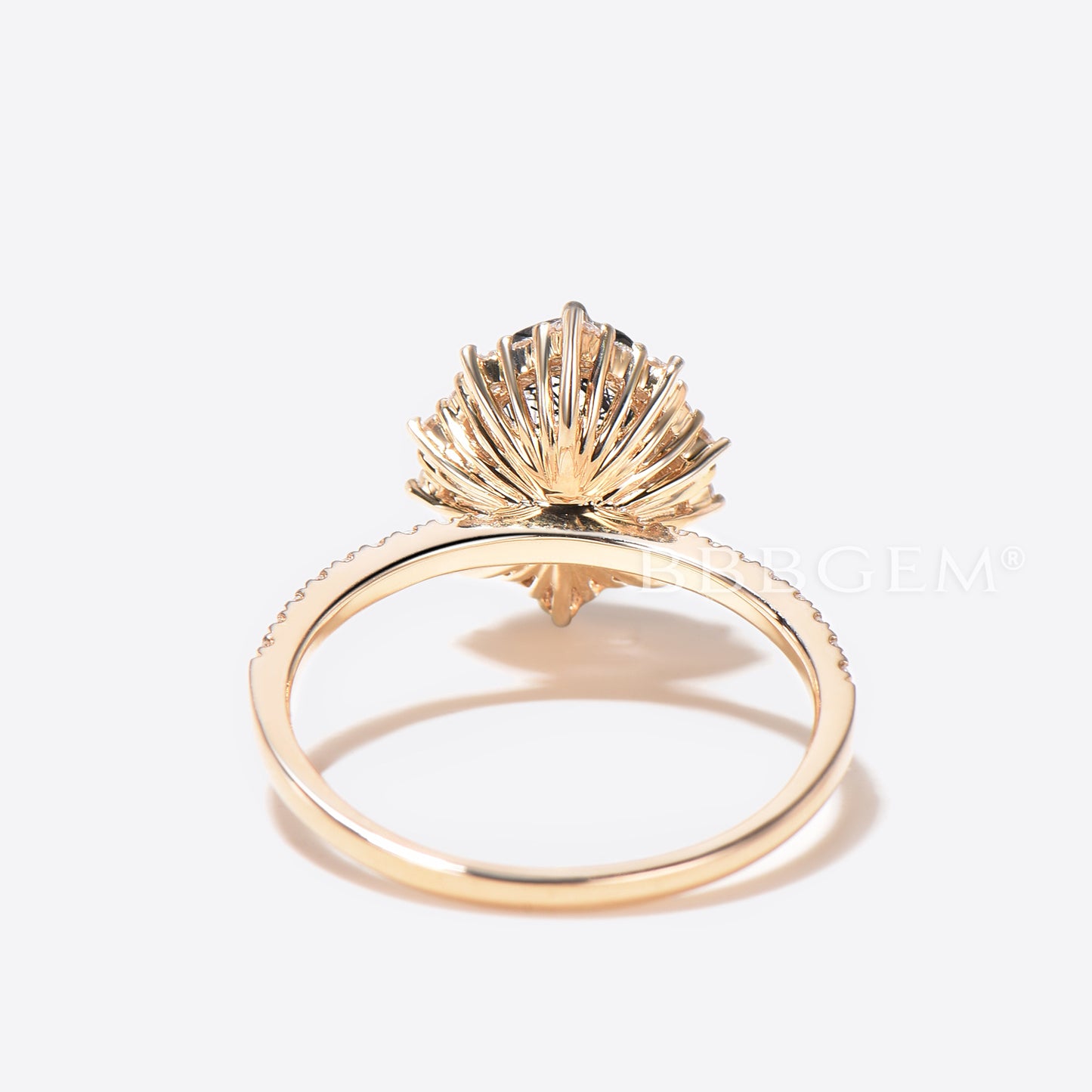 Oval Cut Natural Black Rutilated Quartz Halo Diamond Engagement Ring