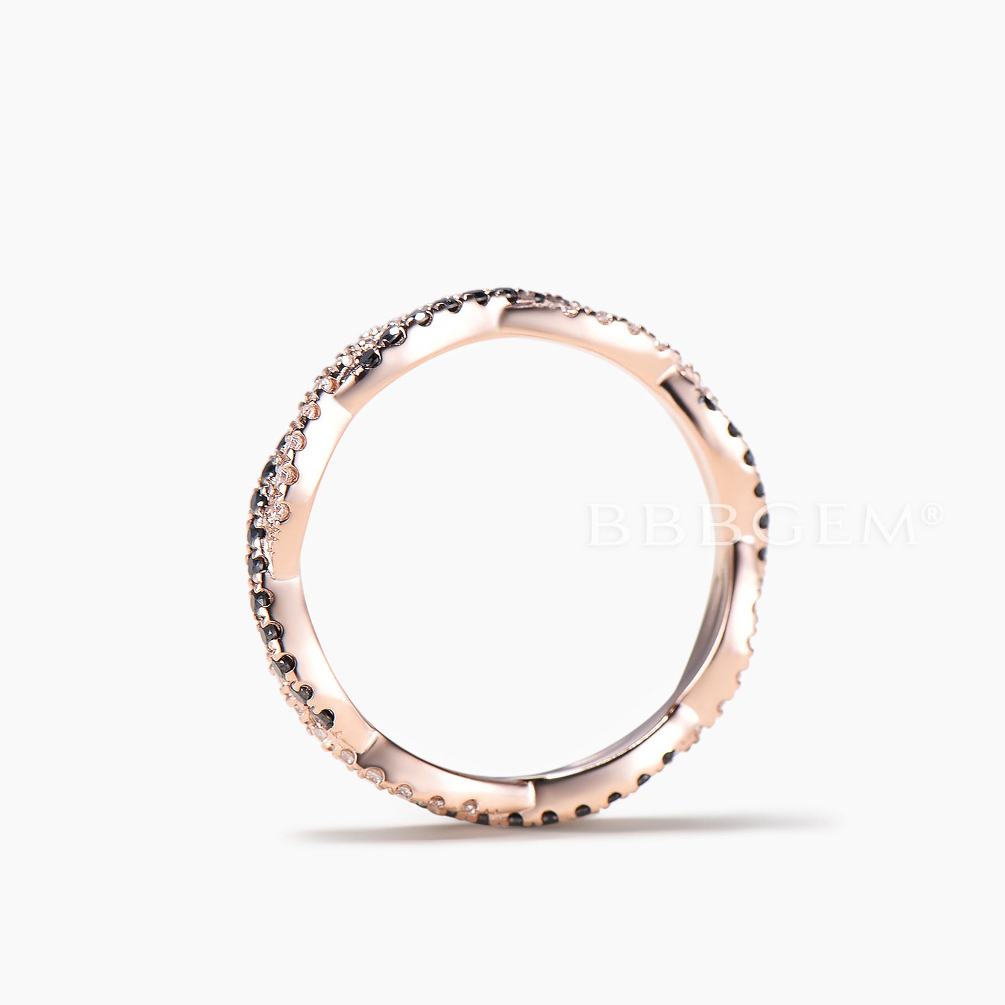 Round Cut Diamond Wedding Ring Spinel Moissanite Twisted Full Eternity Band