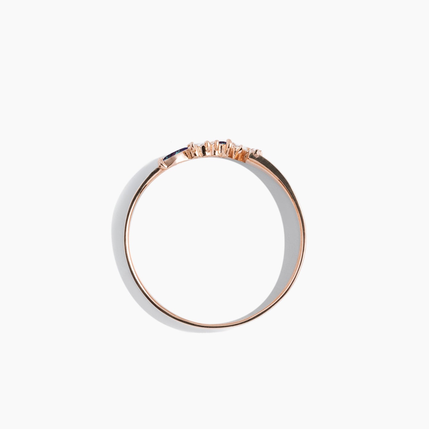 6mm Color-change Alexandrite Gap Band Diamond Cluster Wedding Band