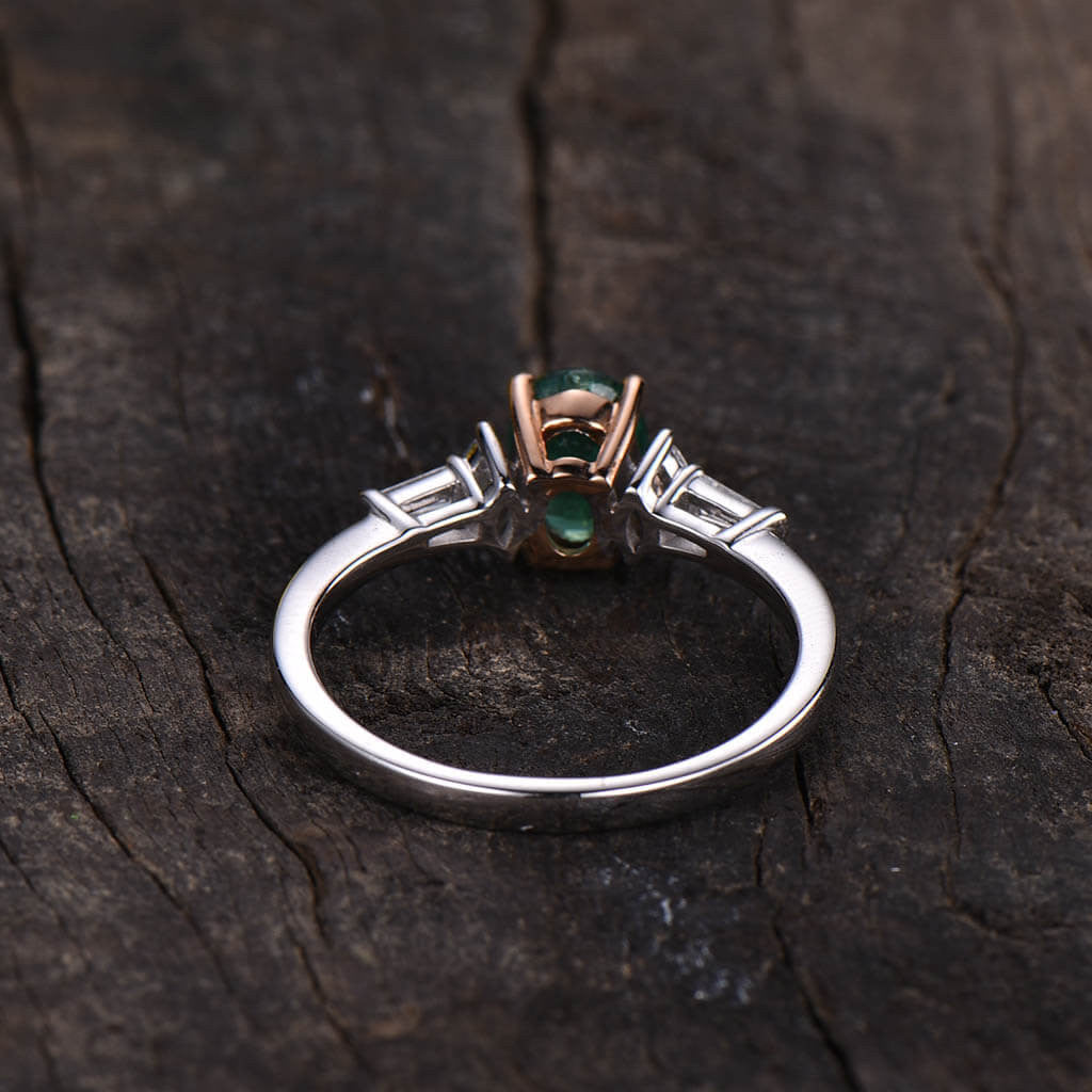 two tone oval emerald engagement ring 05