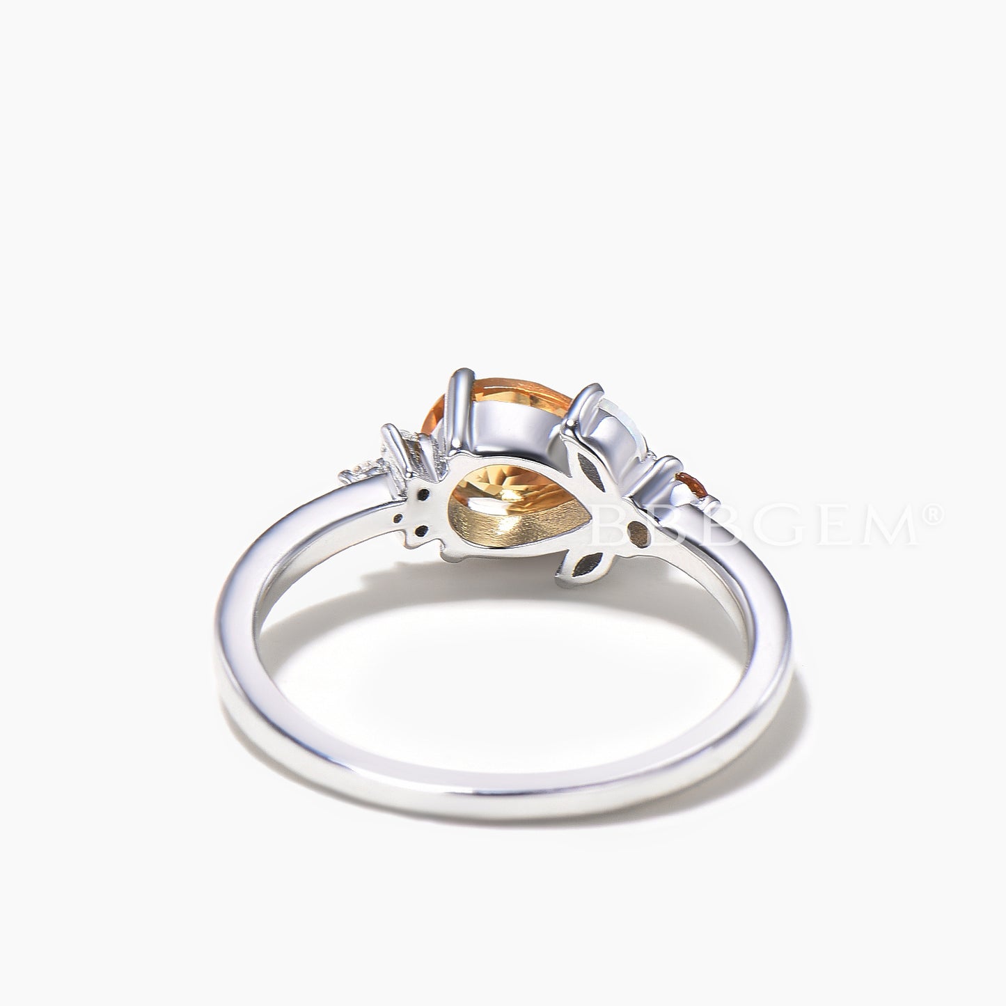 Teardrop Cut Natural Citrine Engagement Ring Opal Diamond Cluster Ring