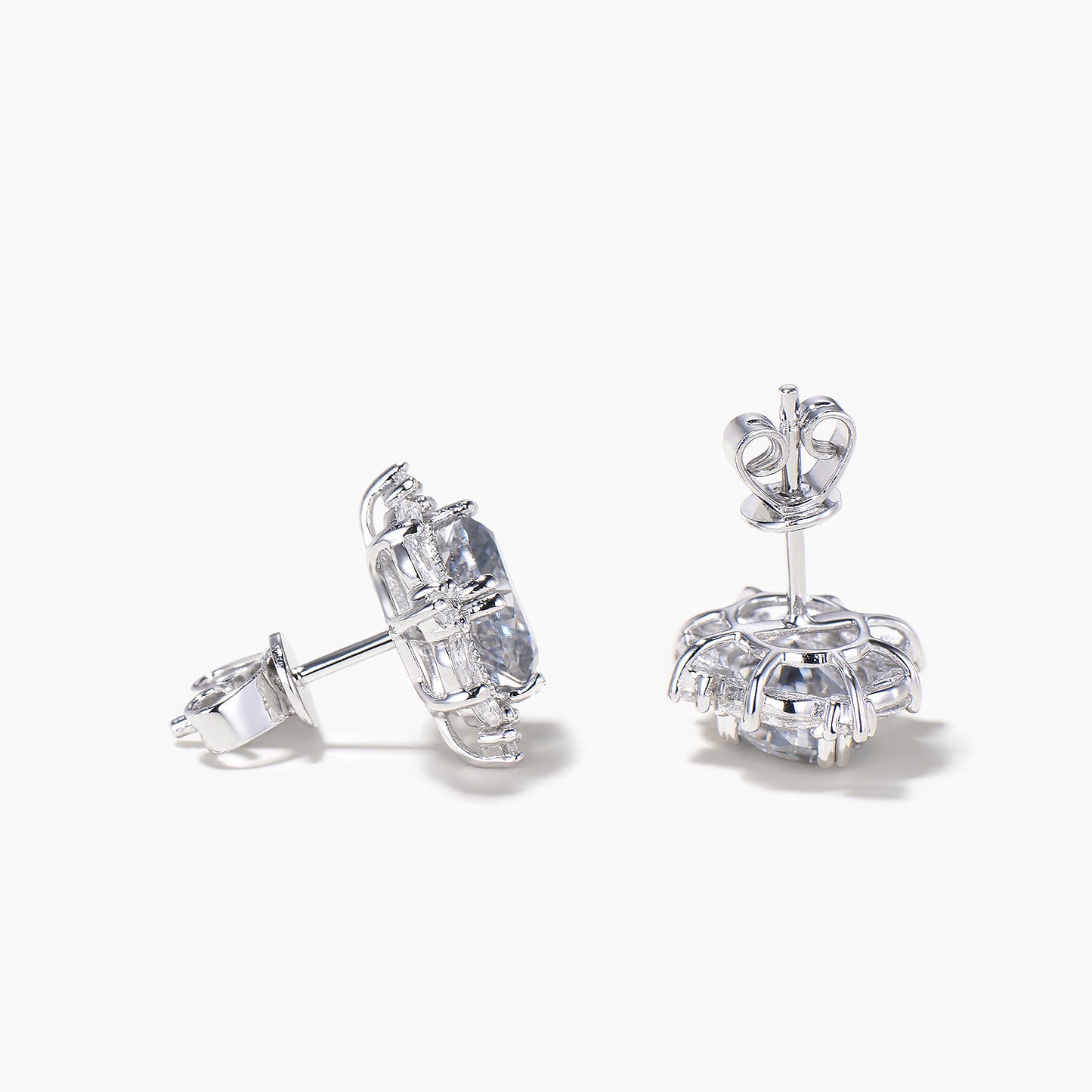 Oval Cut Moissanite Stud Earrings Marquise Moissanite Halo White Gold Earrings