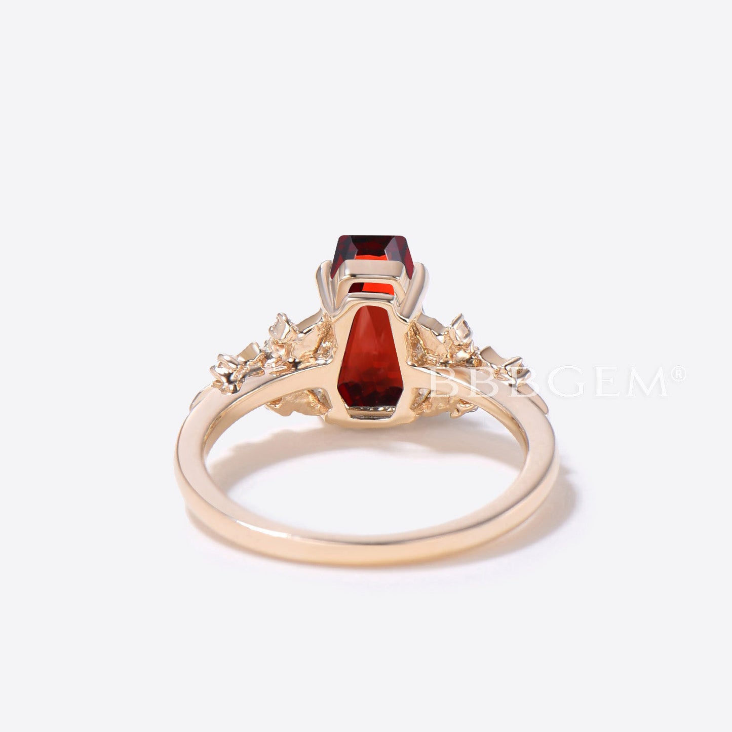 Vampaire Themed Nature Inspired Coffin Shaped Natural Garnet Ring Women