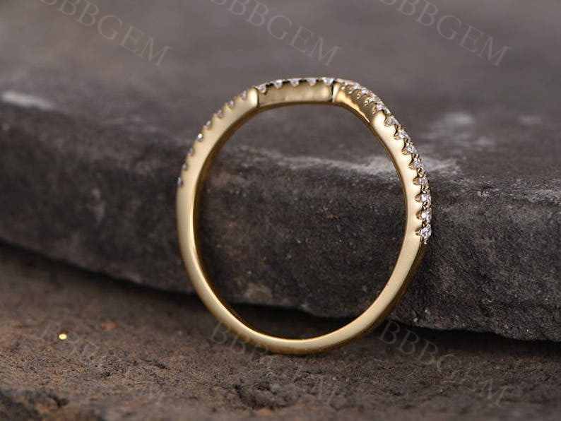 Matching Curve Wedding Band-BBBGEM Yellow Gold Diamond Pave Band