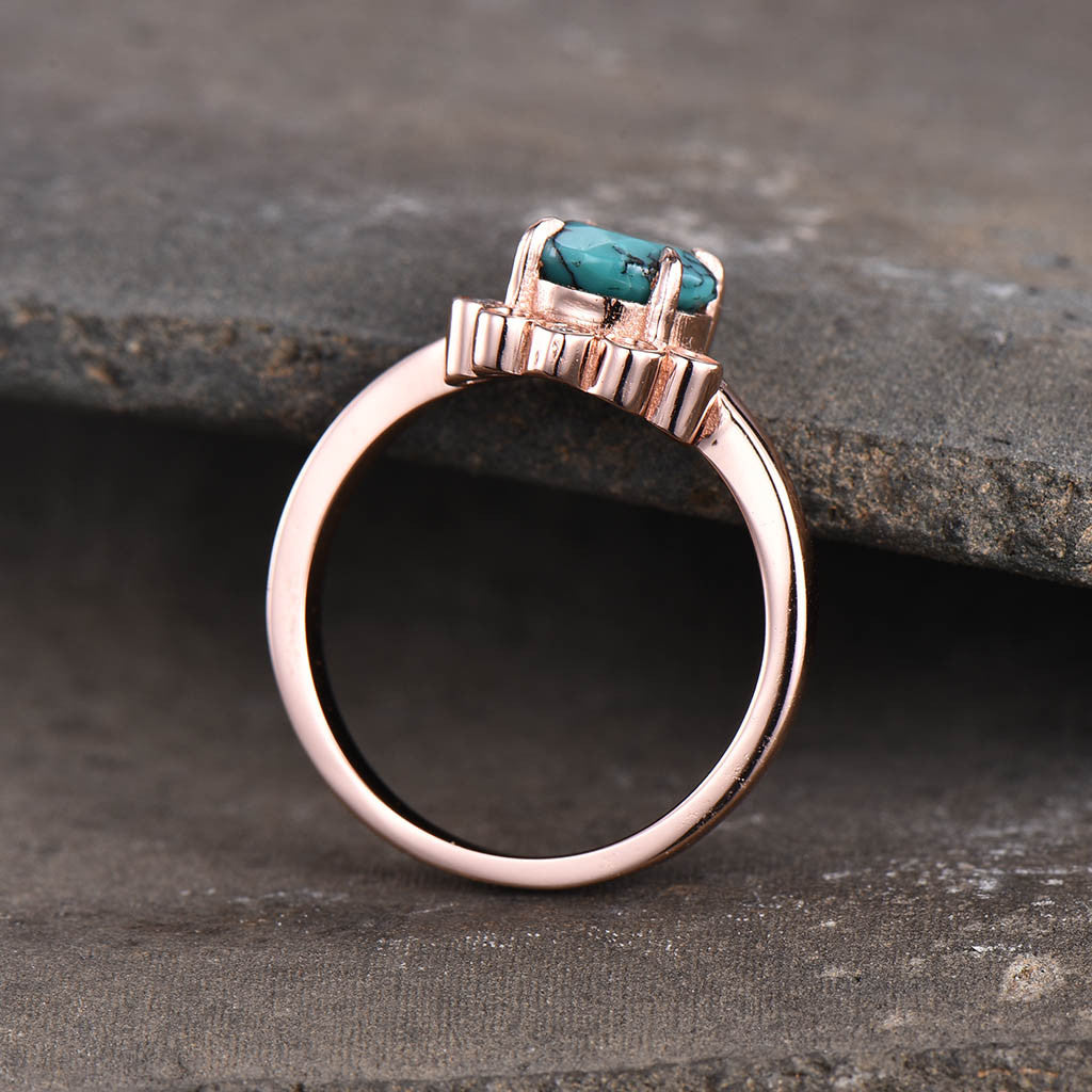 Gold turquoise engagement ring-BBBEGM Rose Gold Diamond Turquoise Ring