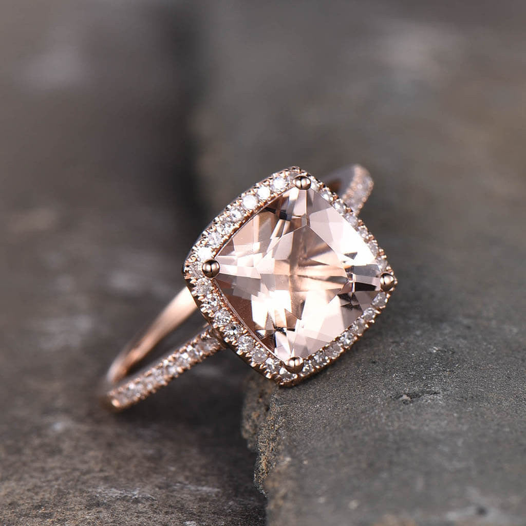 pink morganite rose gold ring-bbbgem rose gold and morganite engagement ring 2.3 carat