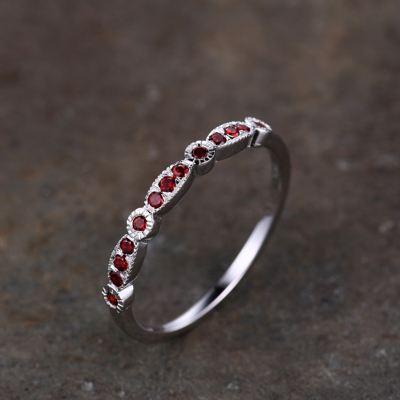 Half Eternity Band-BBBGEM Garnet Ring
