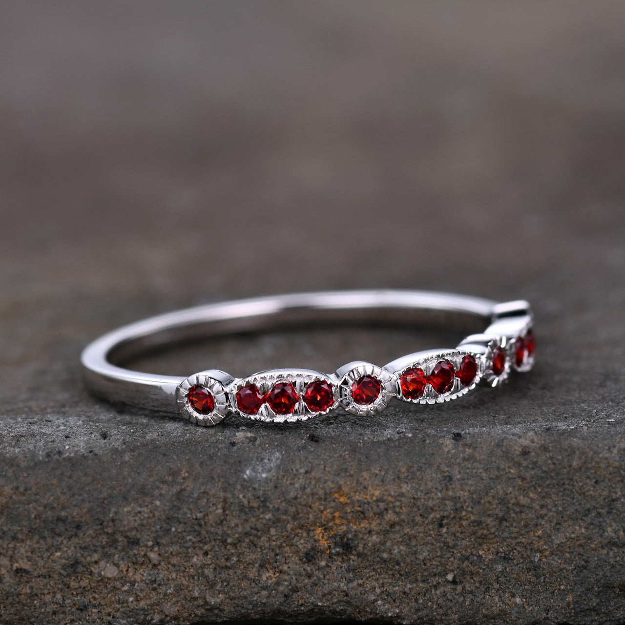 Garnet Stacking Band-BBBGEM Garnet Ring