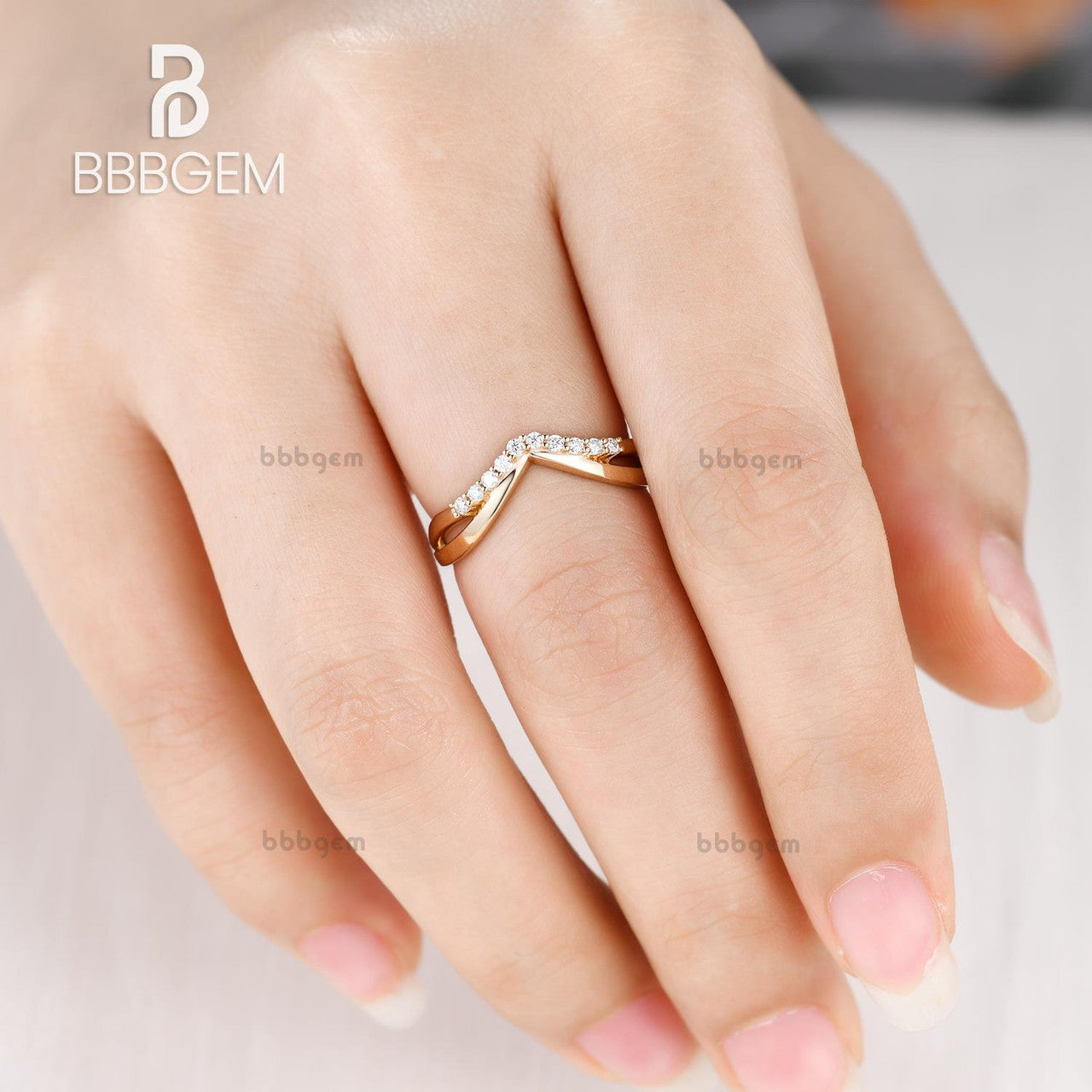 Diamond Chevron Anniversary Ring Yellow Gold-Diamond Double Chevron Ring-Diamond Double Chevron Split Shank Anniversary Band-BBBGEM