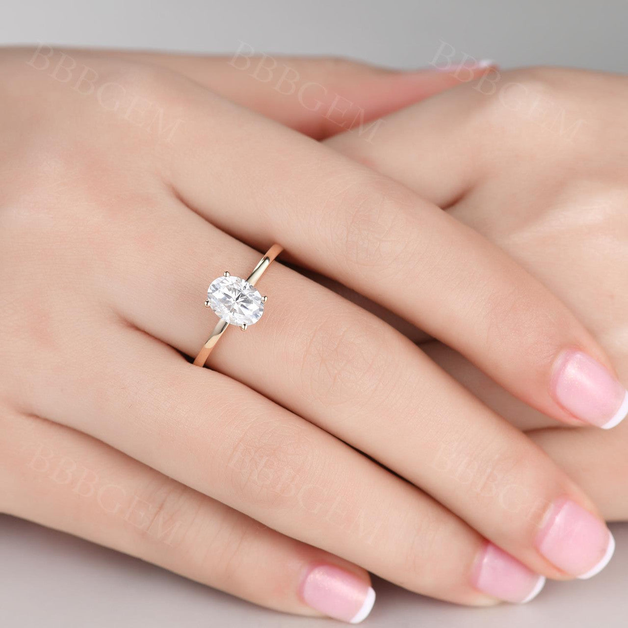 Forever One Moissanite Ring-Solitaire Oval Moissanite Wedding Rings-BBBGEM Yellow Gold Moissanite Engagement Ring Simple