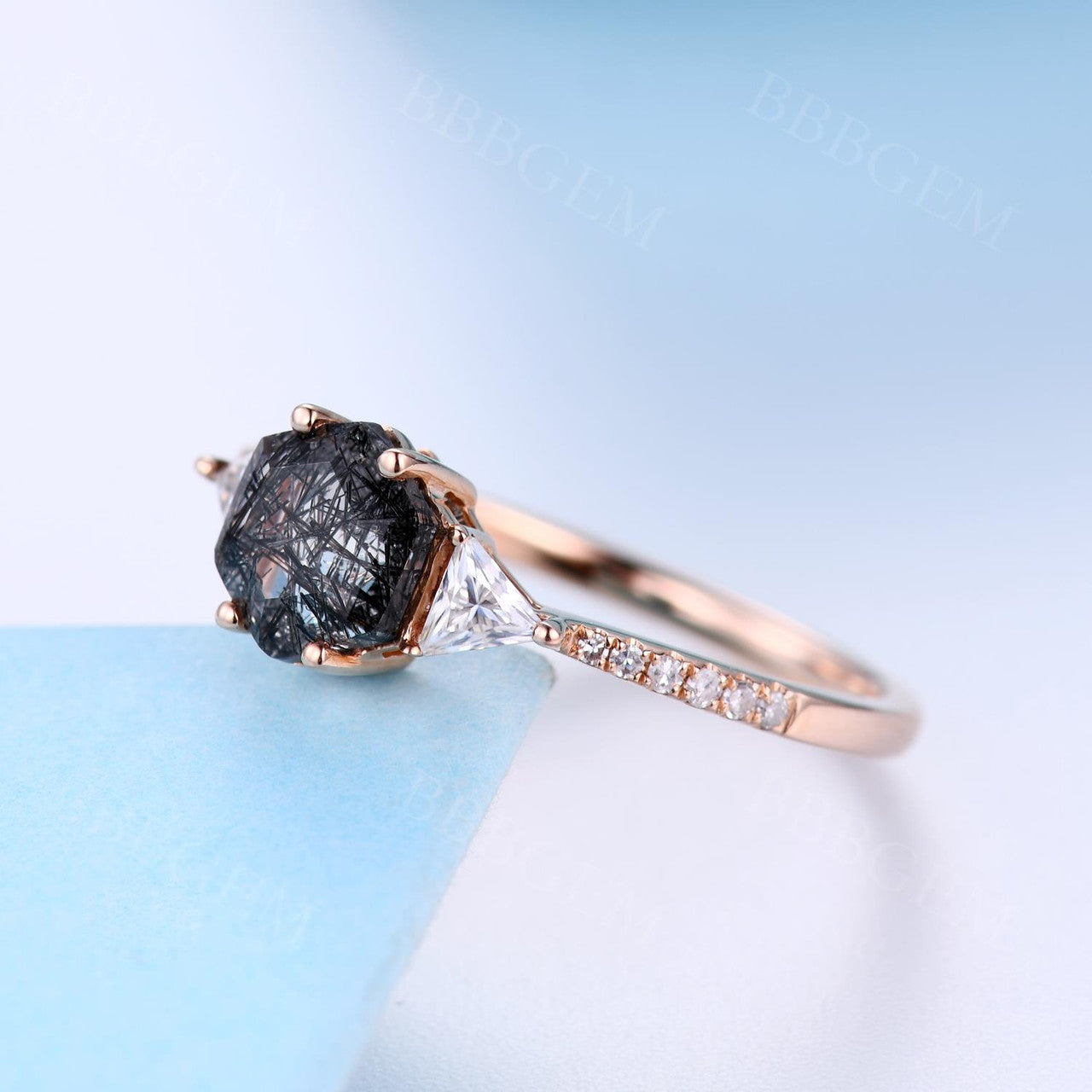 natural rutilated quartz-BBBGEM black rutilated quartz ring gold